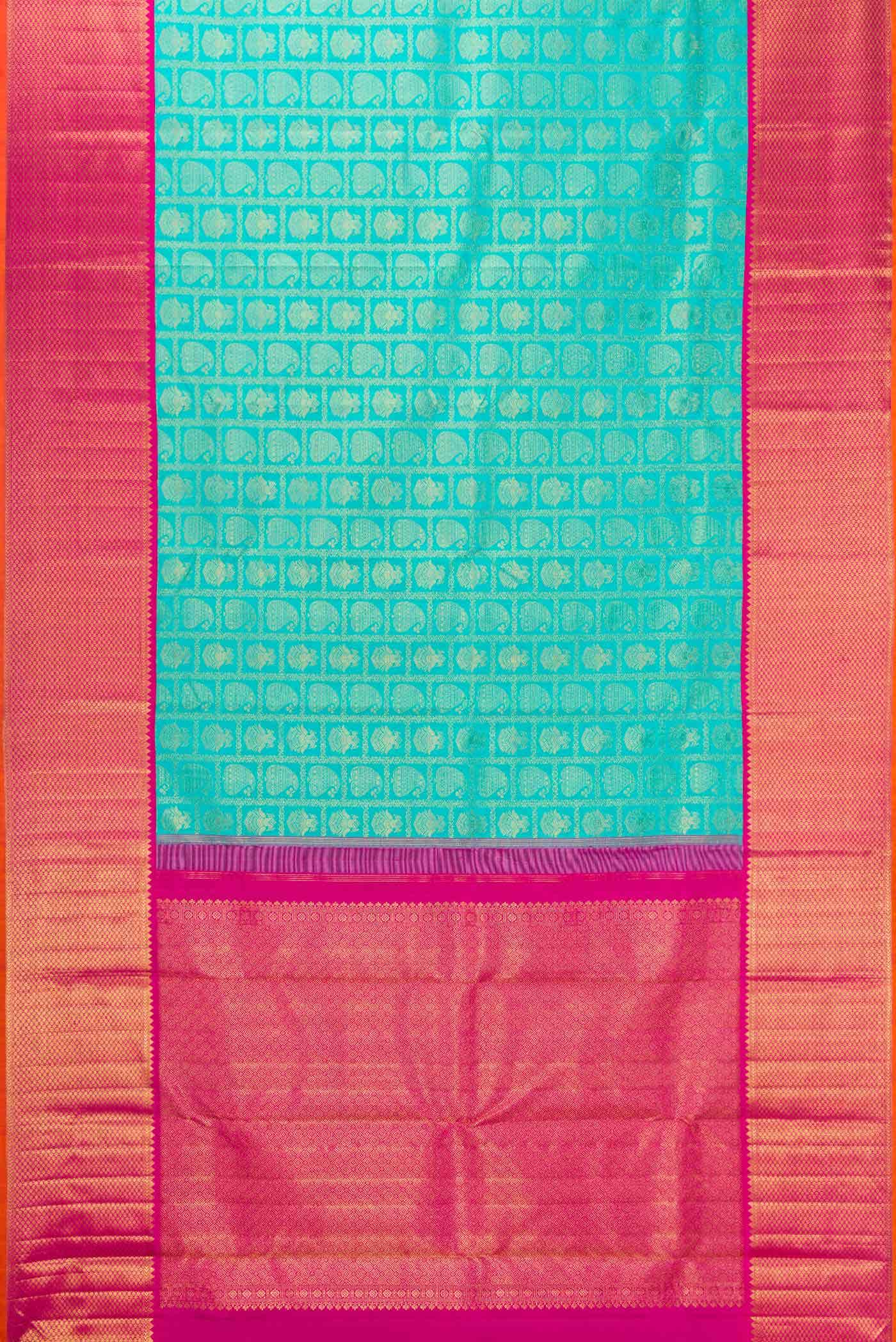 Pure Silk Pure Zari Sea Green Kanchipuram Saree