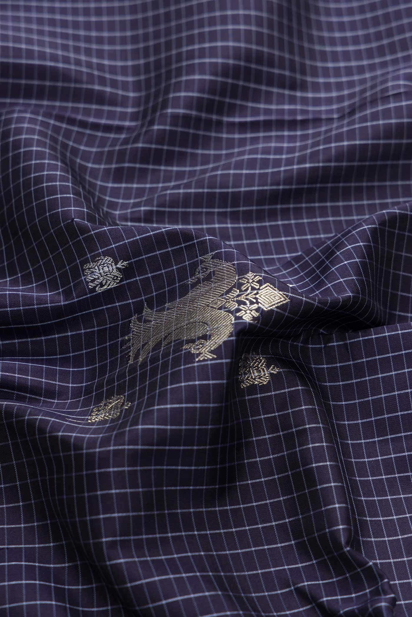 Navy Blue Dual Tone Kanchipuram Silk Saree