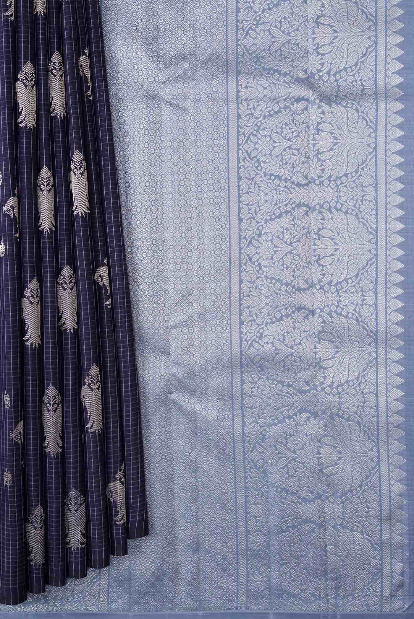 Navy Blue Dual Tone Kanchipuram Silk Saree