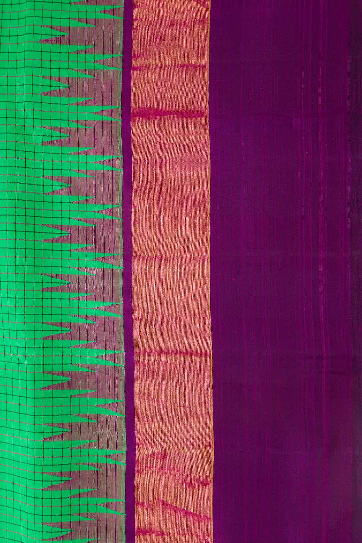 Pure Silk Pure Zari Green Dual Tone Kanchipuram Saree
