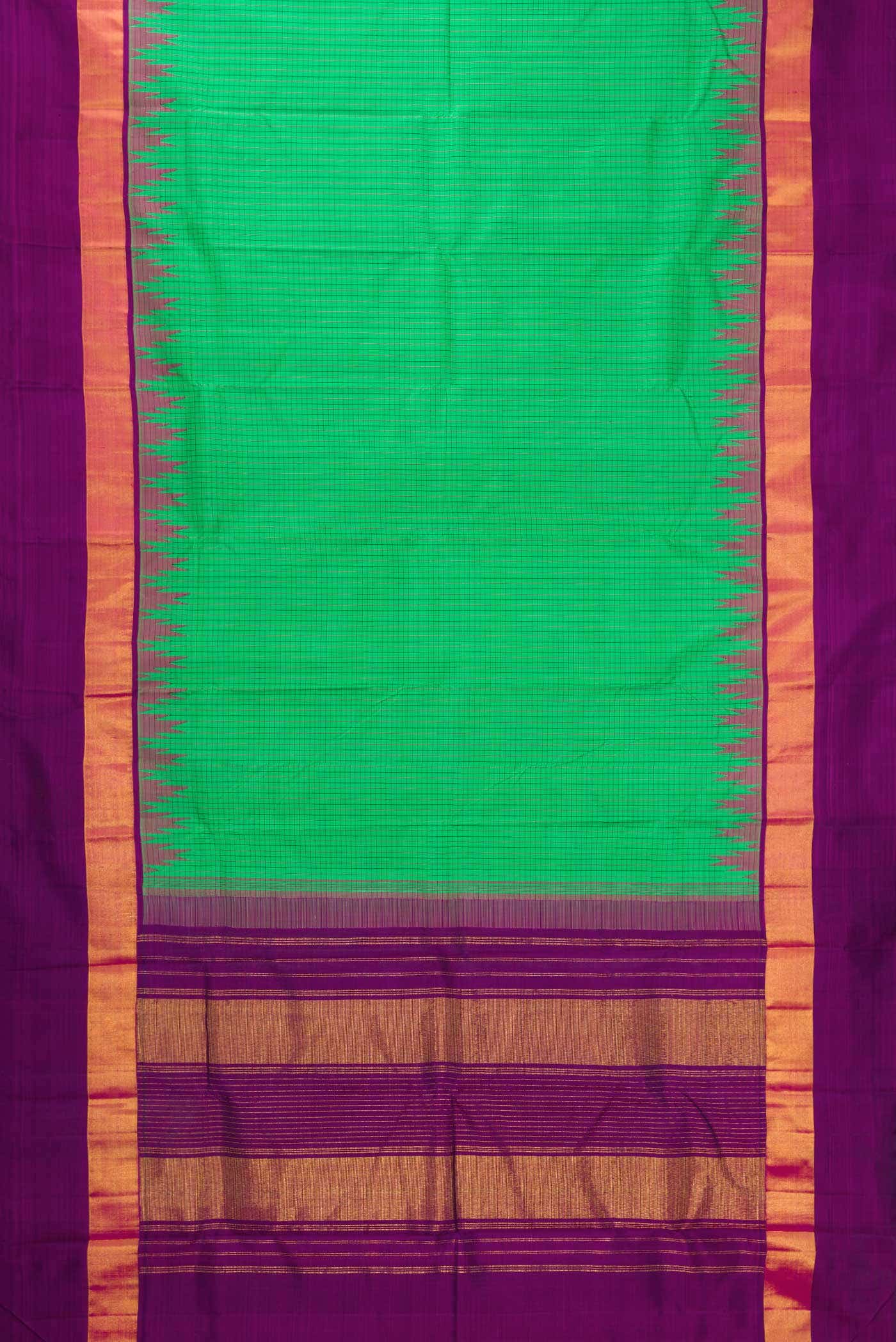 Pure Silk Pure Zari Green Dual Tone Kanchipuram Saree