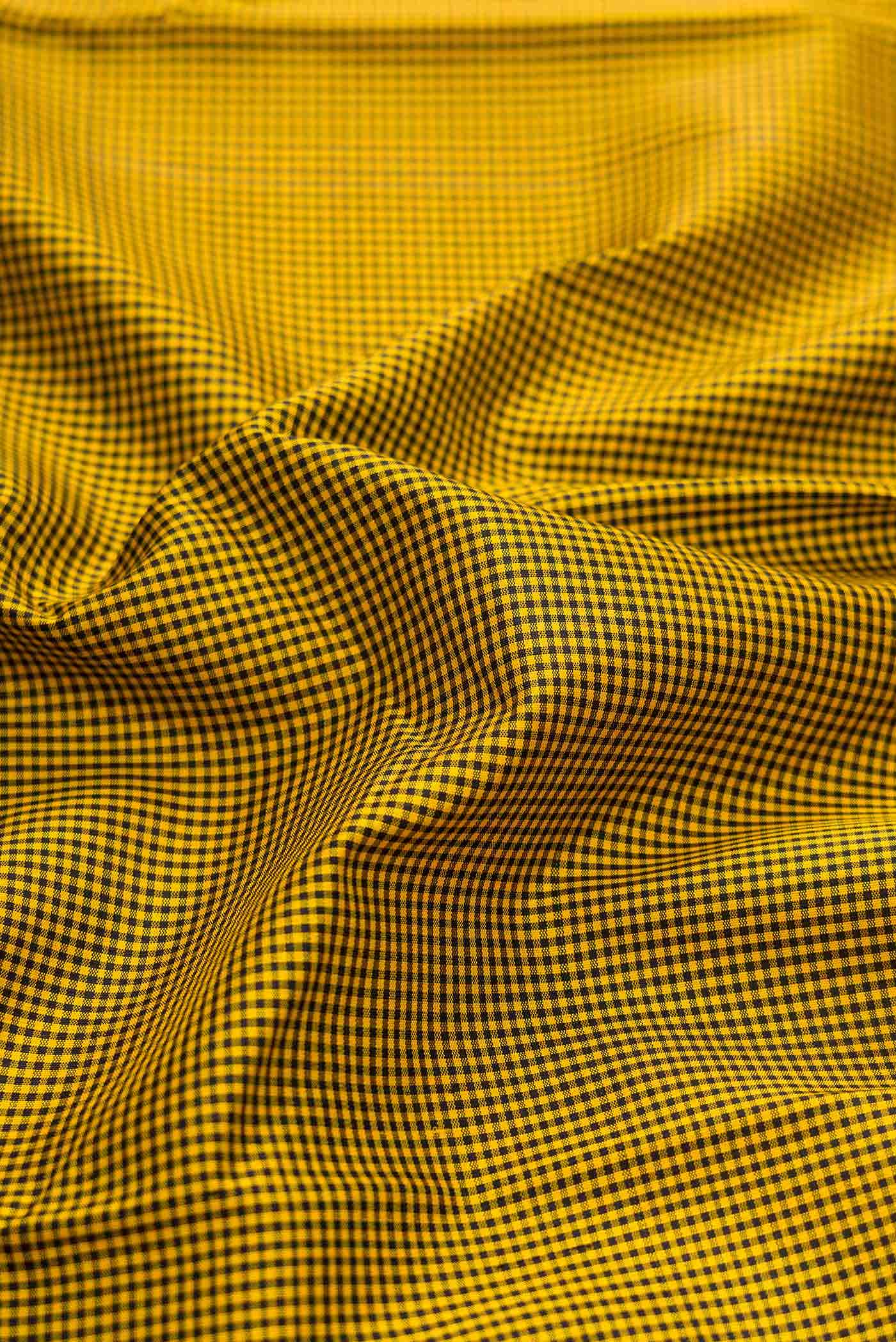 Pure Silk Pure Zari Mustard and Black Dual Tone Kanchipuram Saree