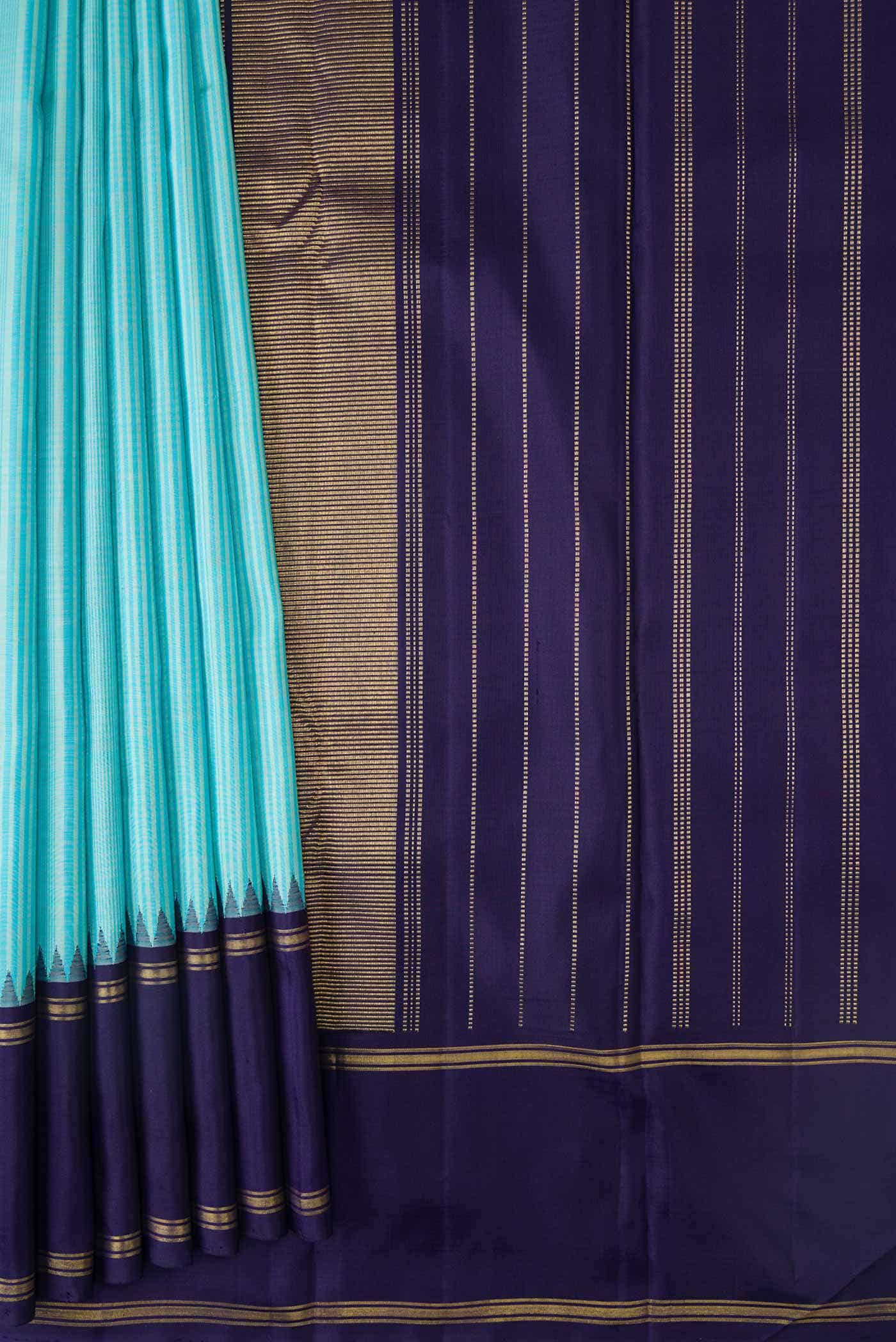 Pure Silk Pure Zari Sky Blue Dual Tone Kanchipuram Saree
