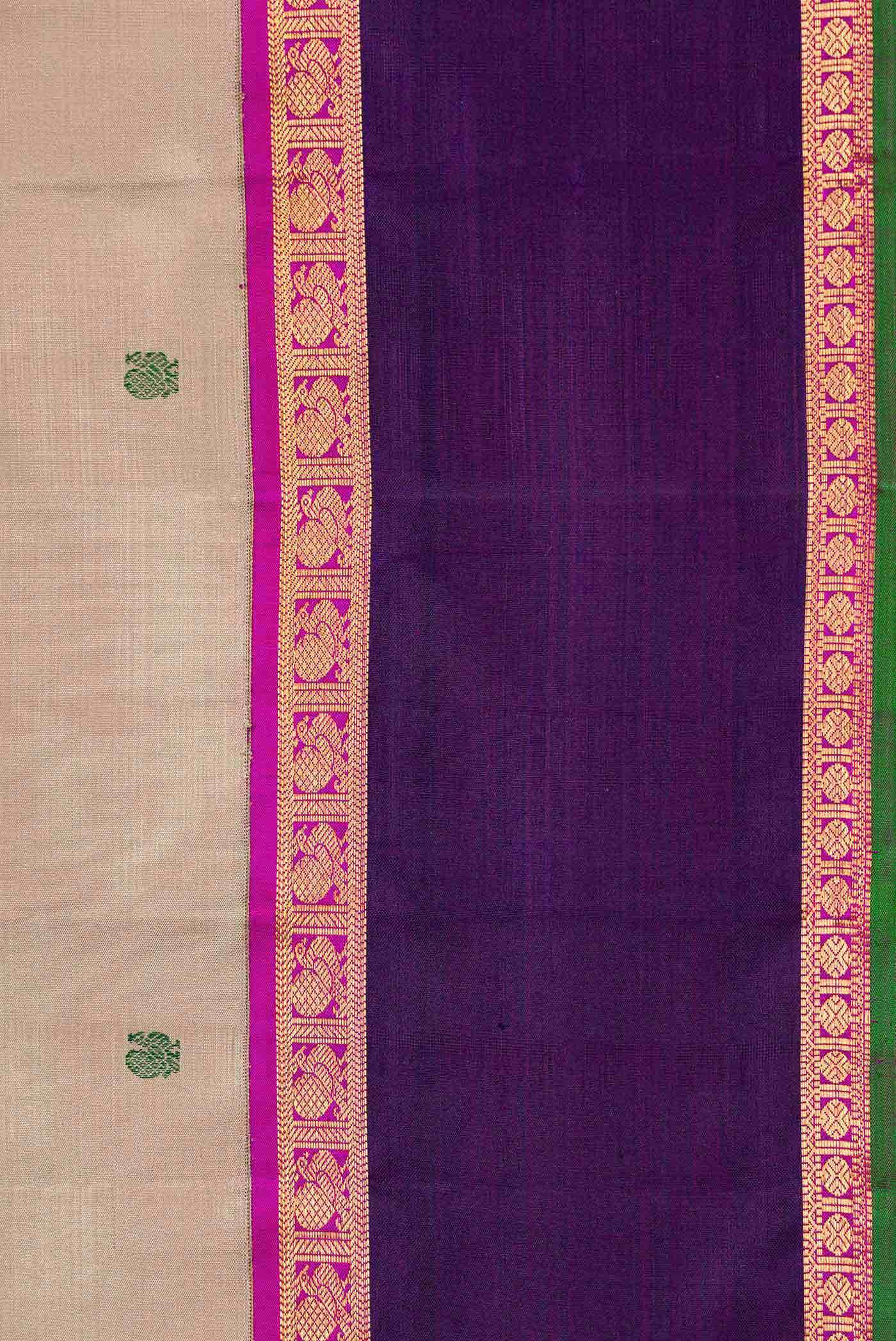 Dark Beige Dual Tone Kanchipuram Silk Saree