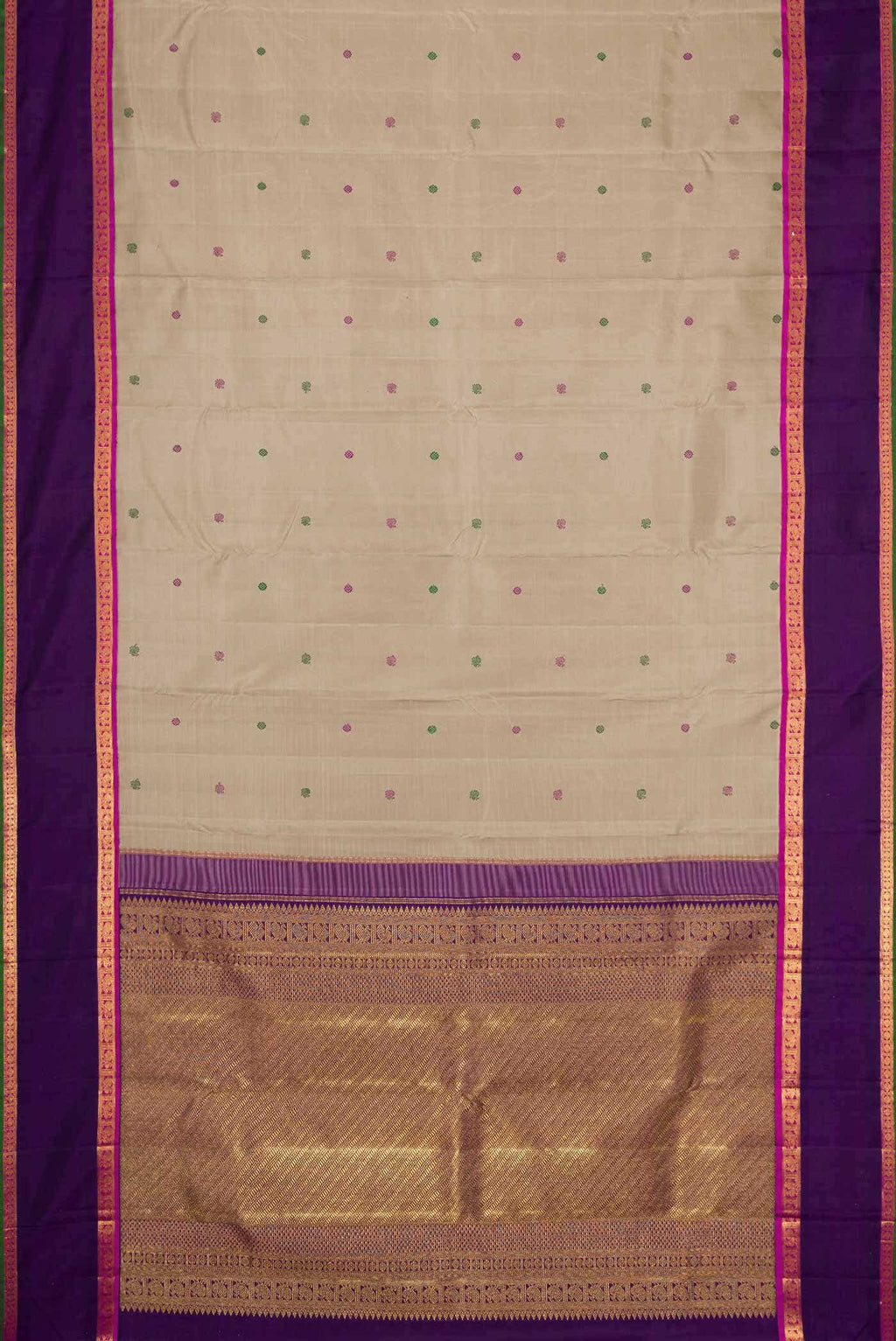 Dark Beige Dual Tone Kanchipuram Silk Saree