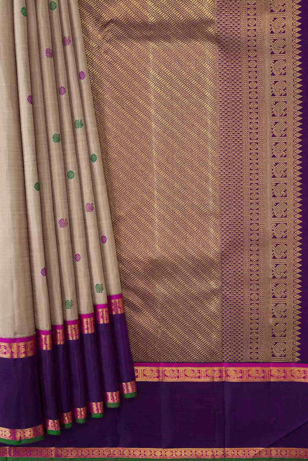 Dark Beige Dual Tone Kanchipuram Silk Saree