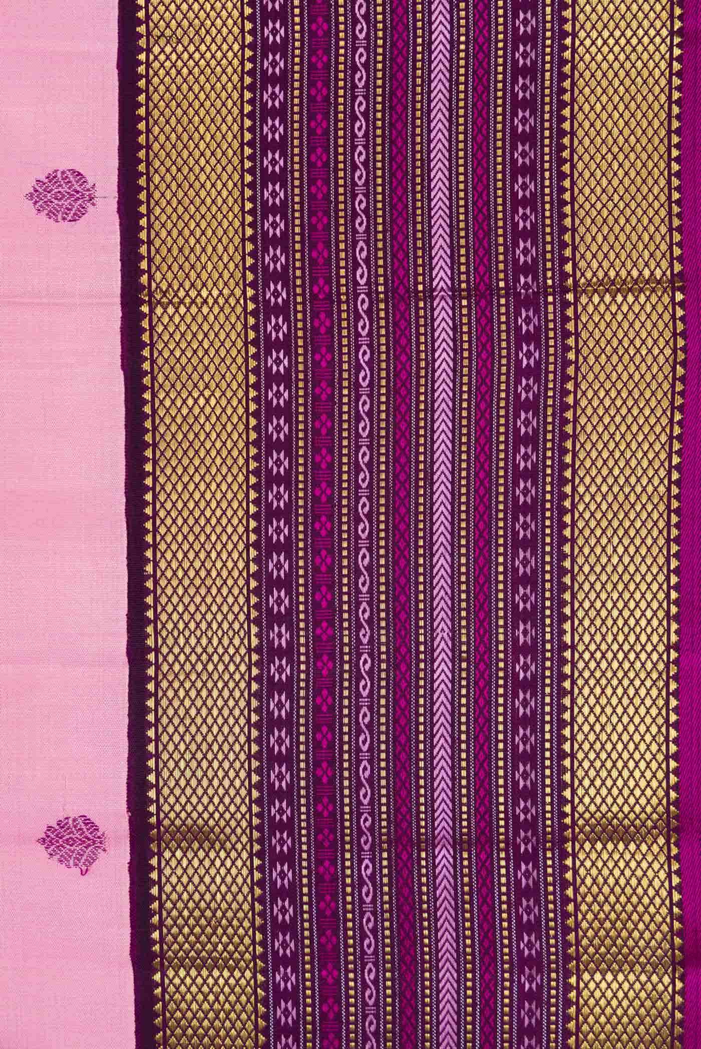 Pure Silk Pure Zari Pink Dual Tone Kanchipuram Saree