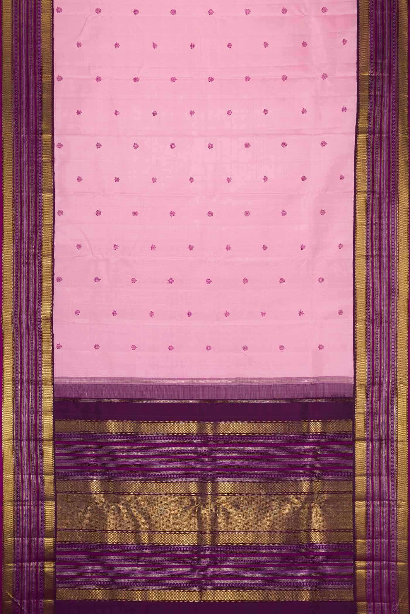 Pure Silk Pure Zari Pink Dual Tone Kanchipuram Saree