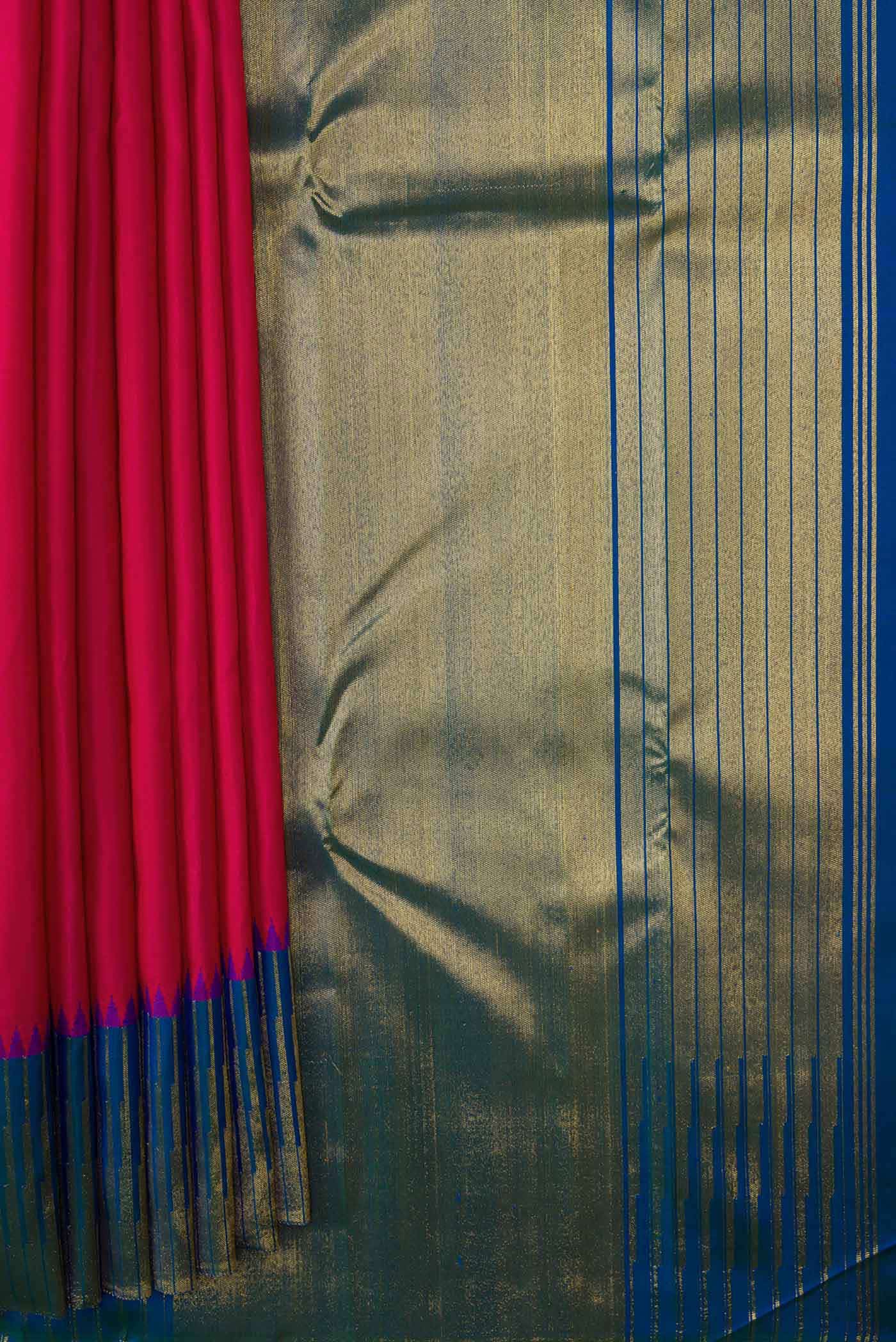 Pure Silk Pure Zari Pink Dual Tone Kanchipuram Saree