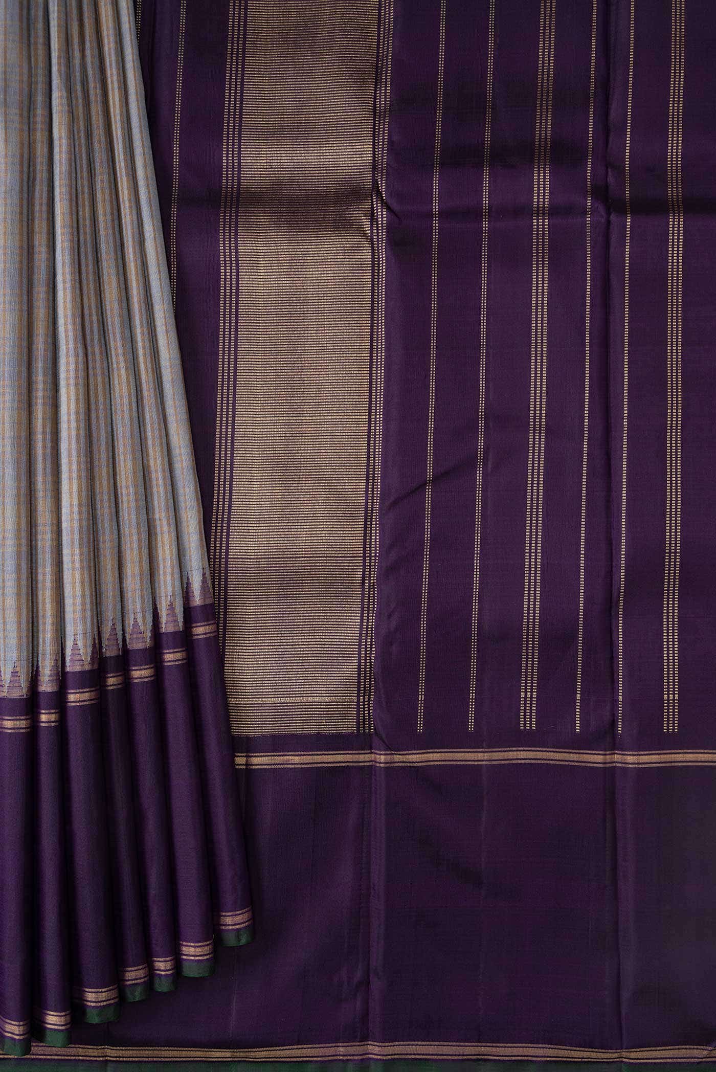 Pure Silk Pure Zari Grey Dual Tone Linen Saree
