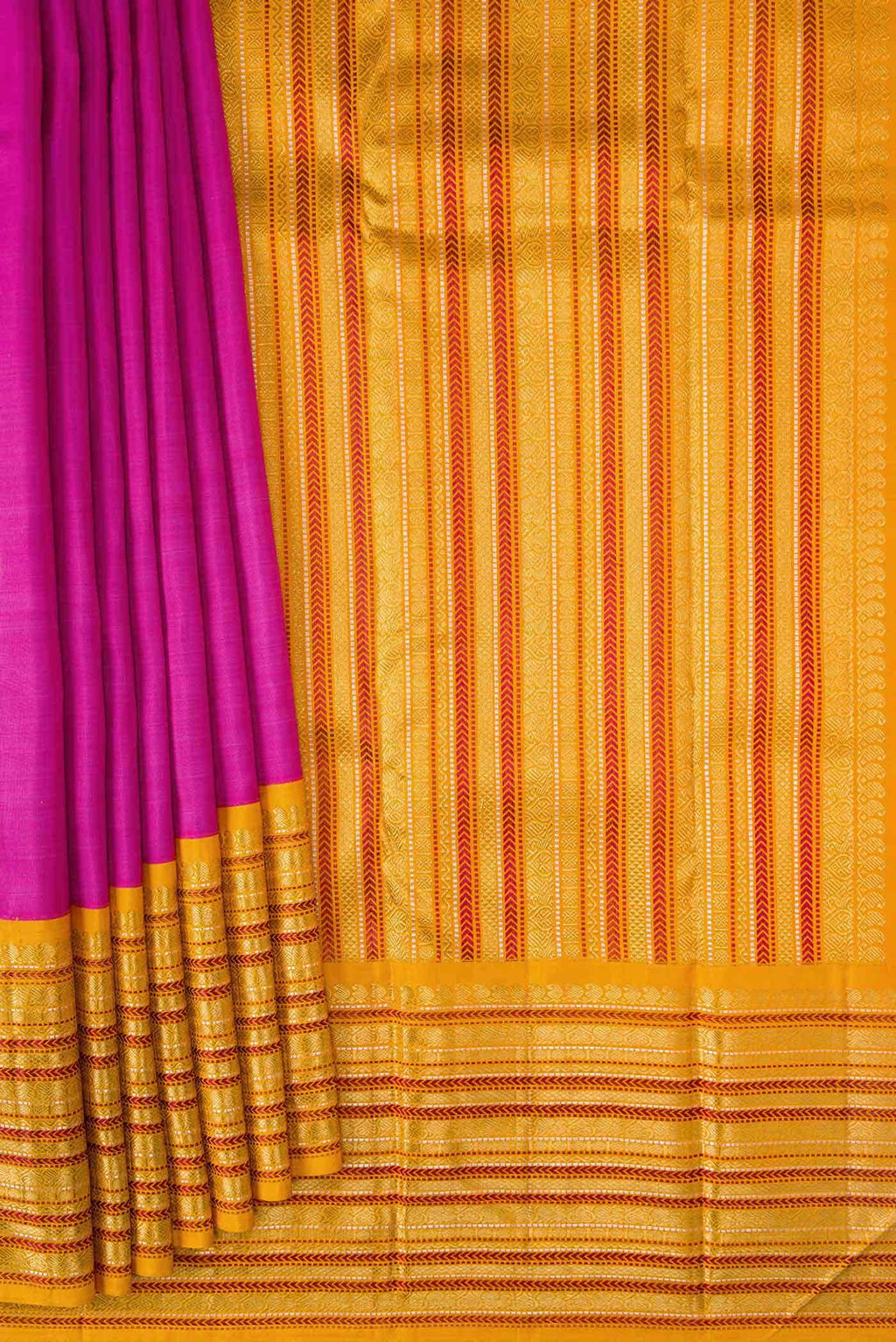 Pure Silk Pure Zari Pink Dual Tone Kanchipuram Saree
