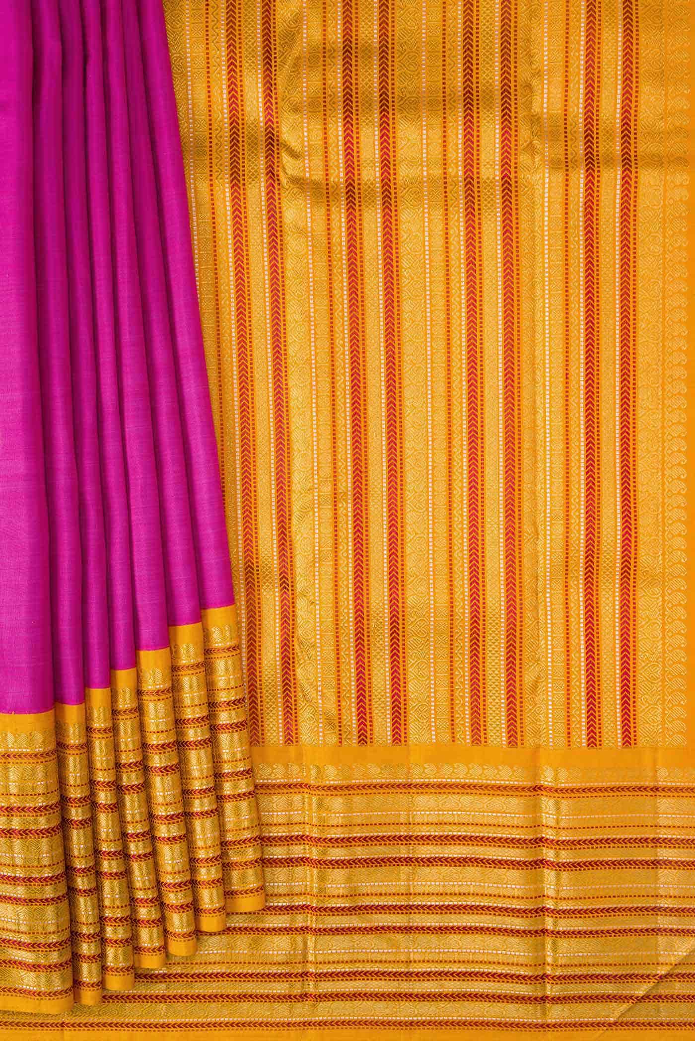 Pure Silk Pure Zari Pink Dual Tone Kanchipuram Saree