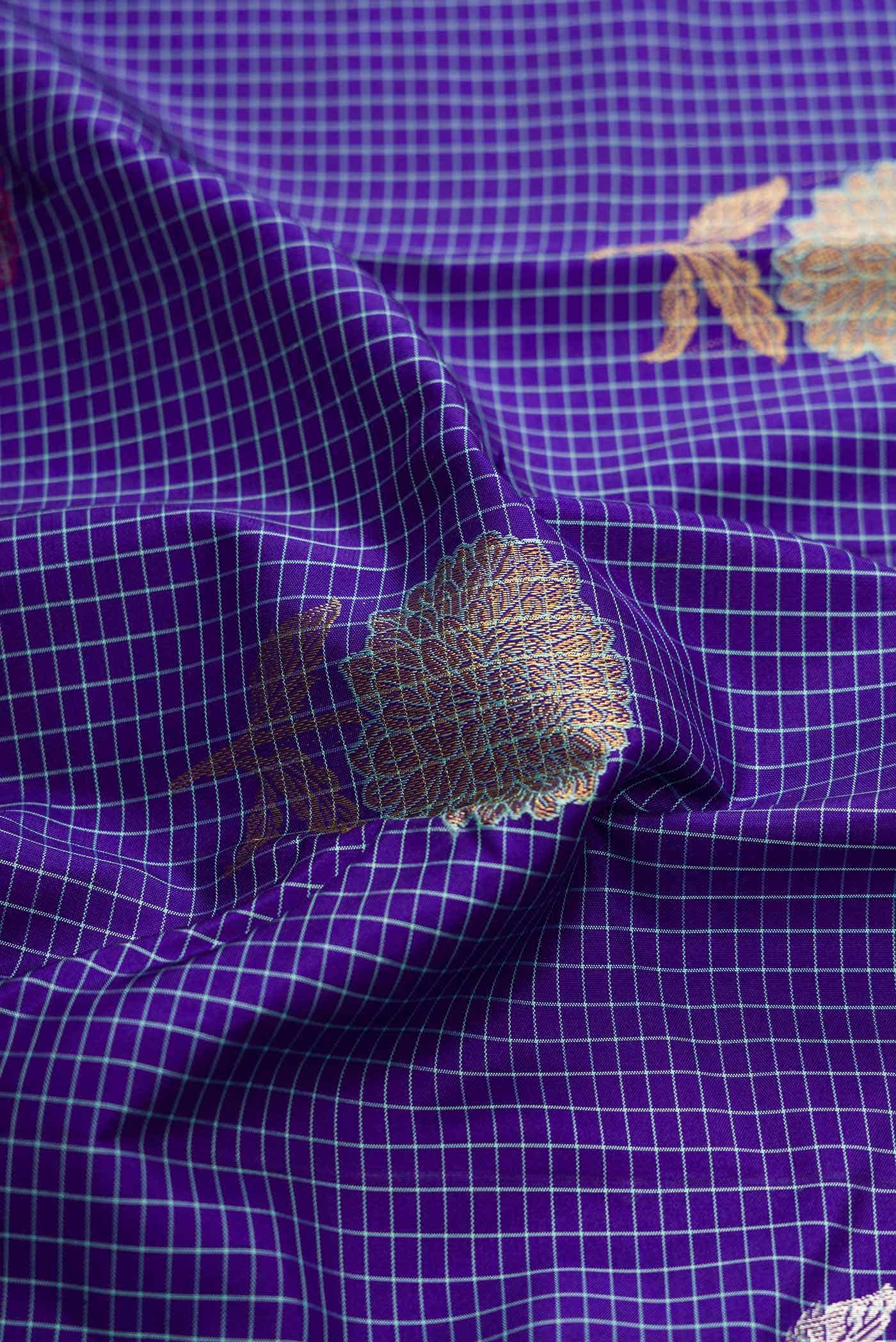 Pure Silk Pure Zari Royal Blue Dual Tone Kanchipuram Saree