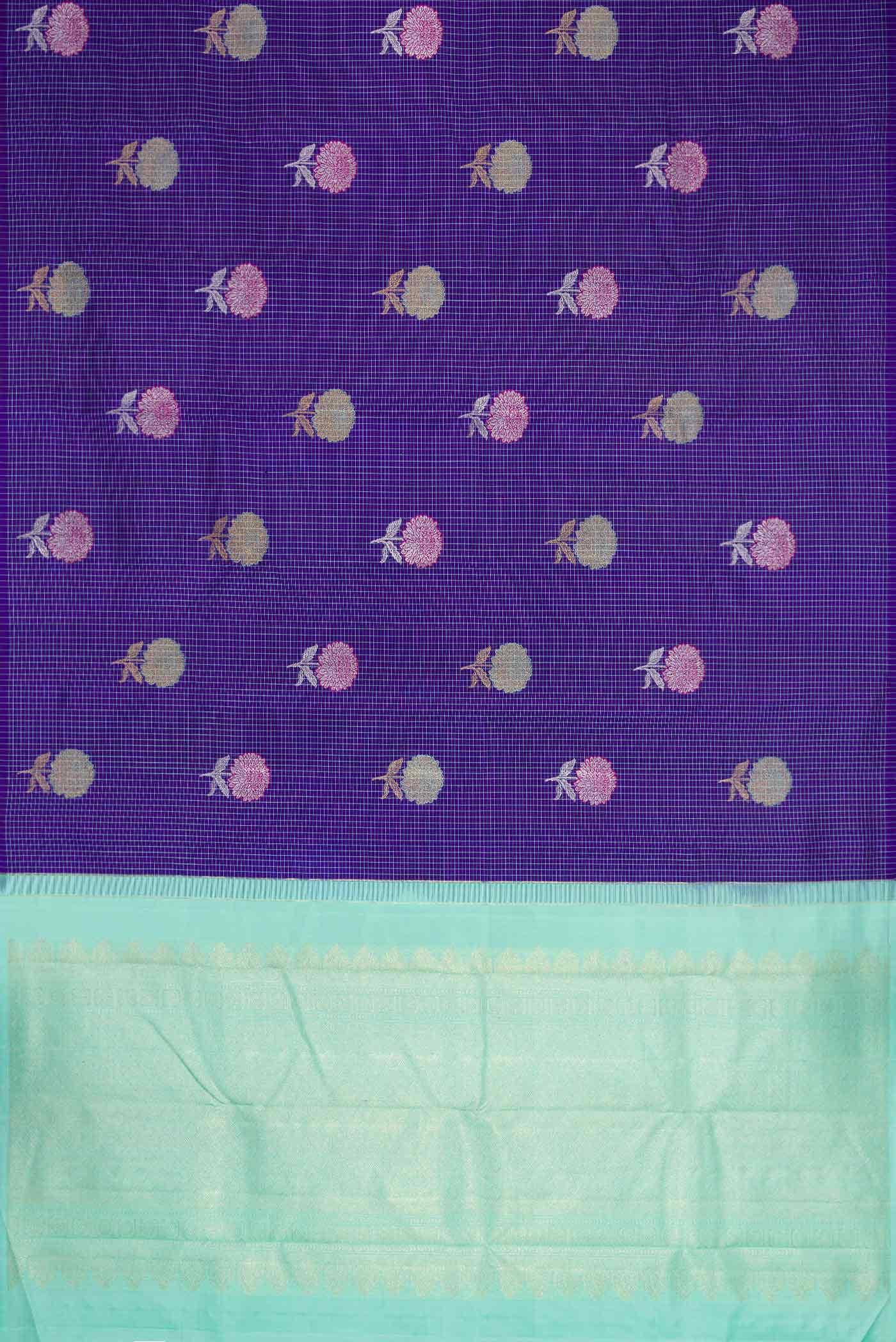 Pure Silk Pure Zari Royal Blue Dual Tone Kanchipuram Saree