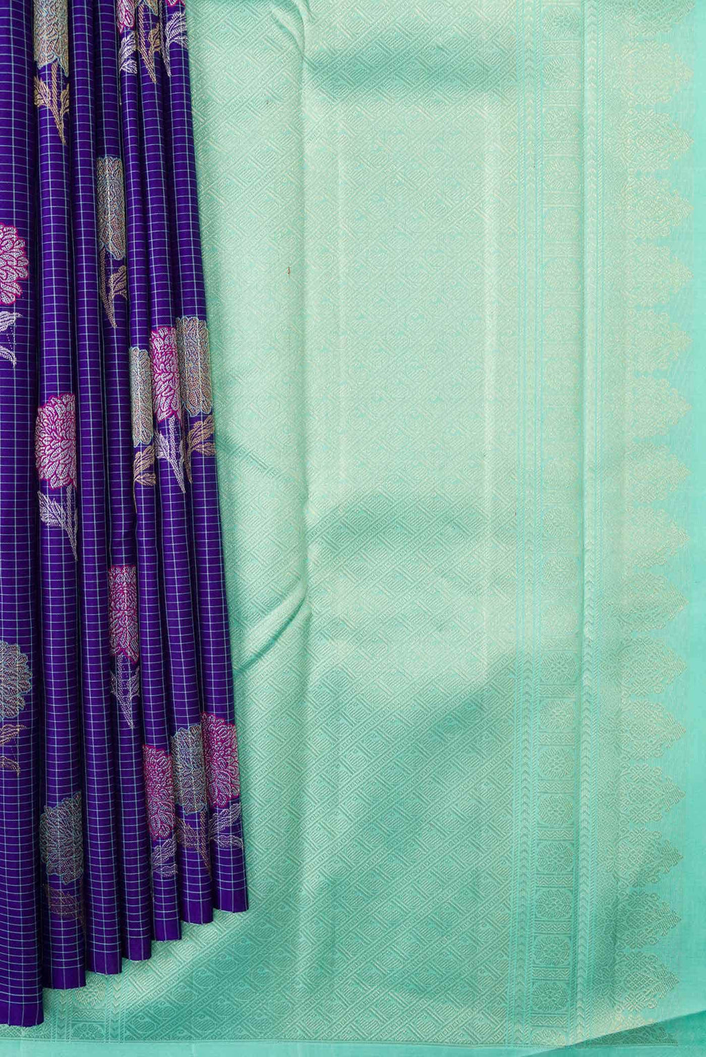 Pure Silk Pure Zari Royal Blue Dual Tone Kanchipuram Saree