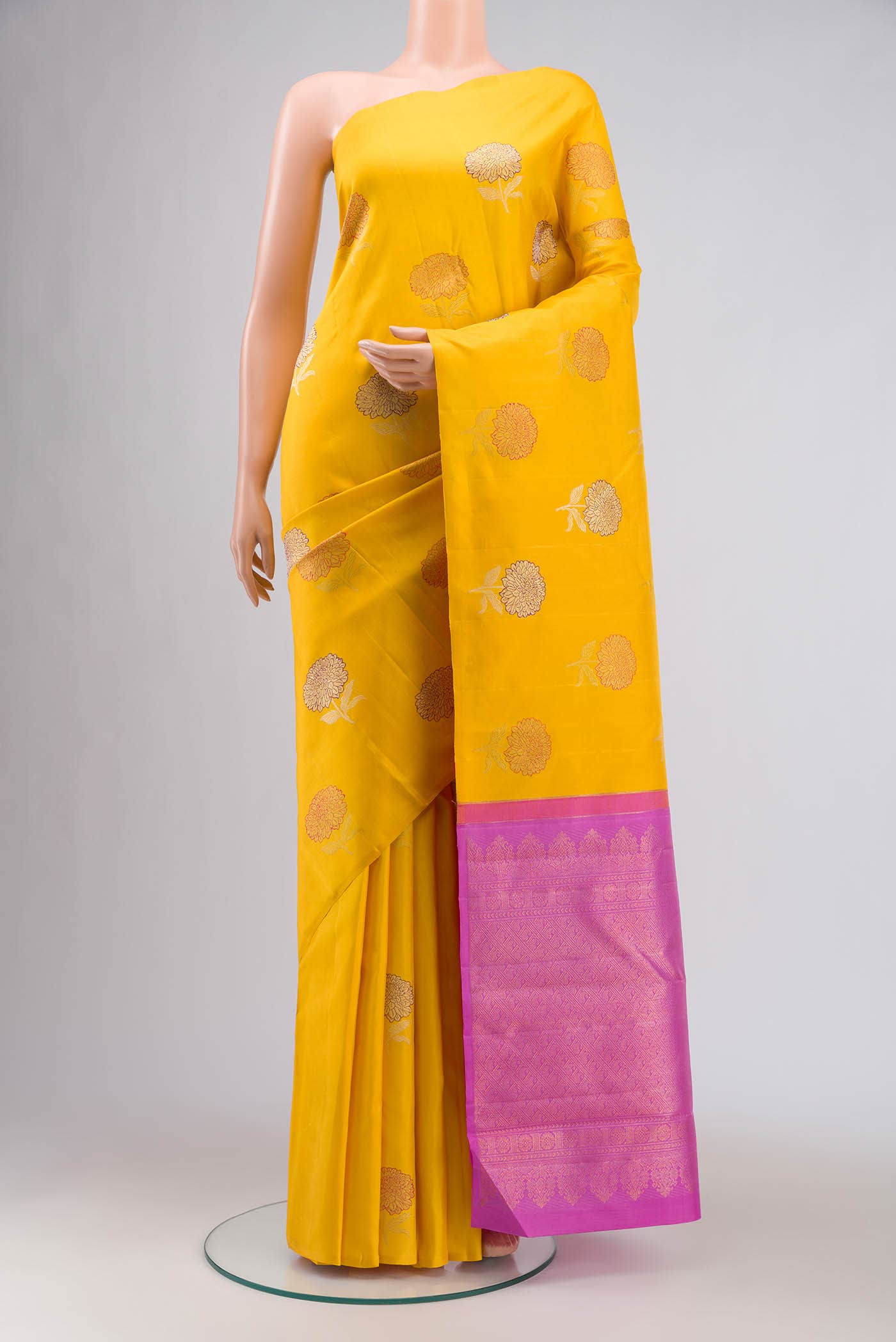 Yellow Kanchipuram Silk Saree