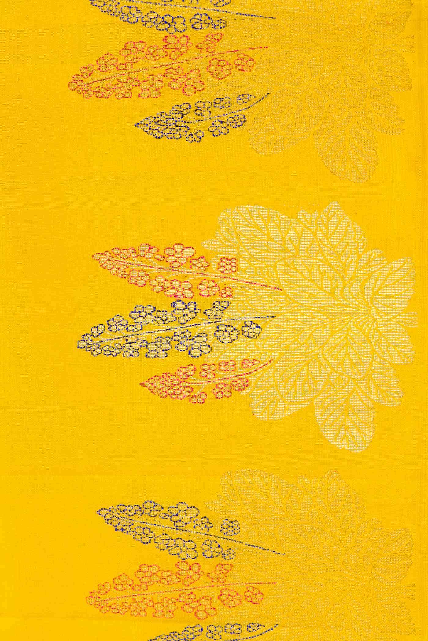 Pure Silk Pure Zari Yellow Dual Tone Kanchipuram Saree