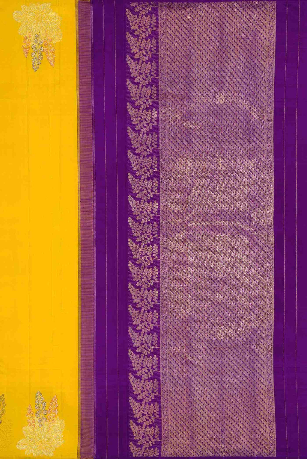 Pure Silk Pure Zari Yellow Dual Tone Kanchipuram Saree