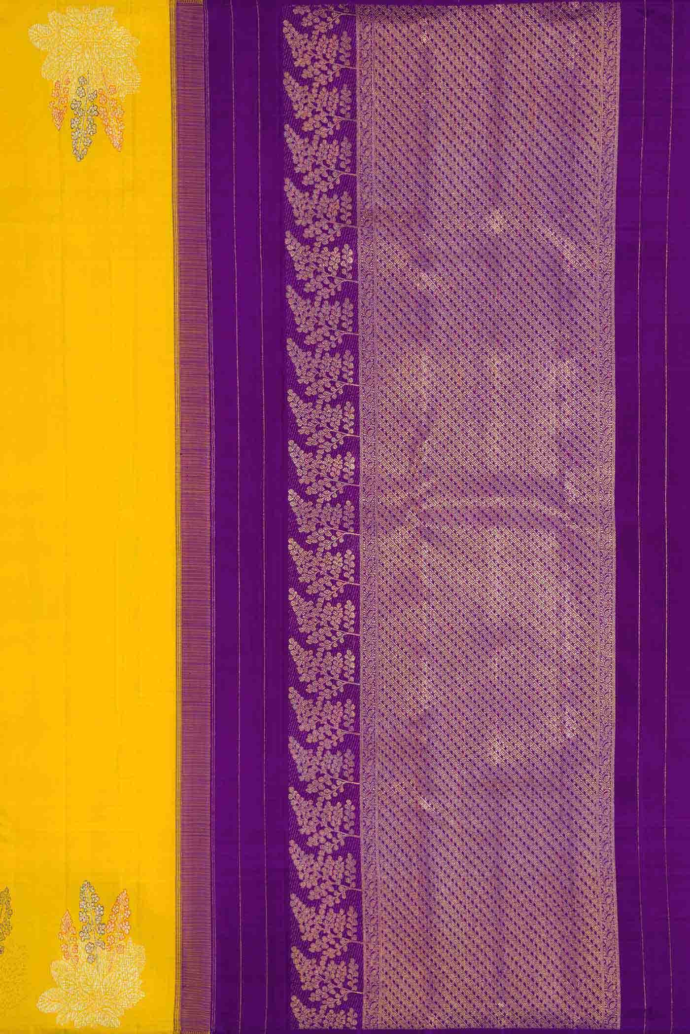 Pure Silk Pure Zari Yellow Dual Tone Kanchipuram Saree