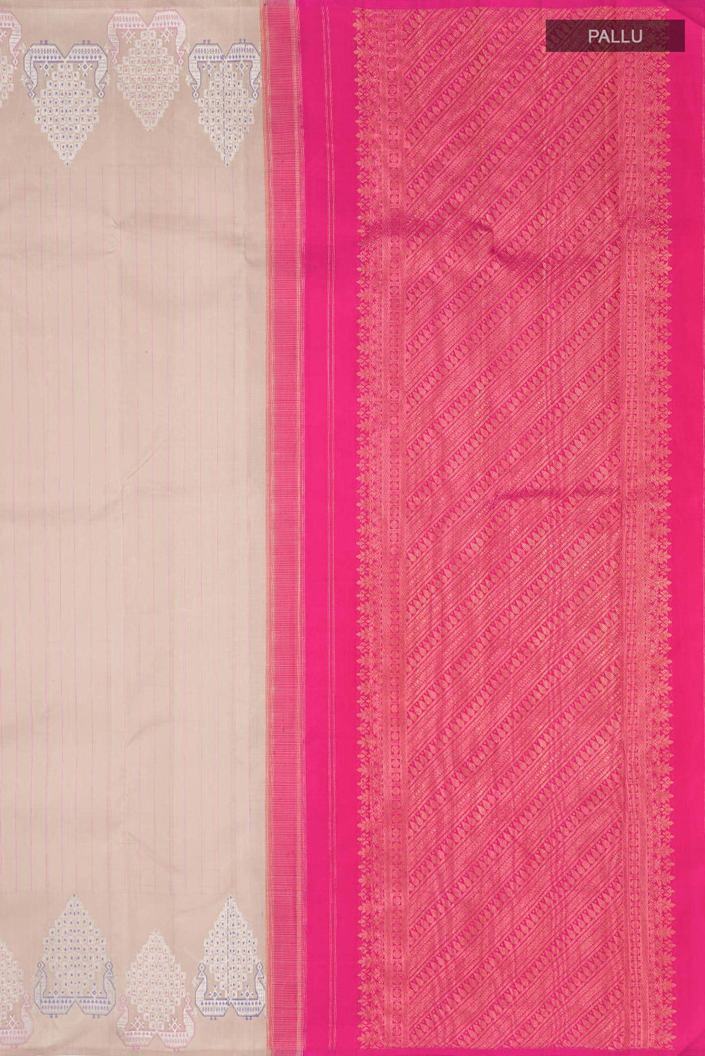 Beige Kanchipuram Silk Saree