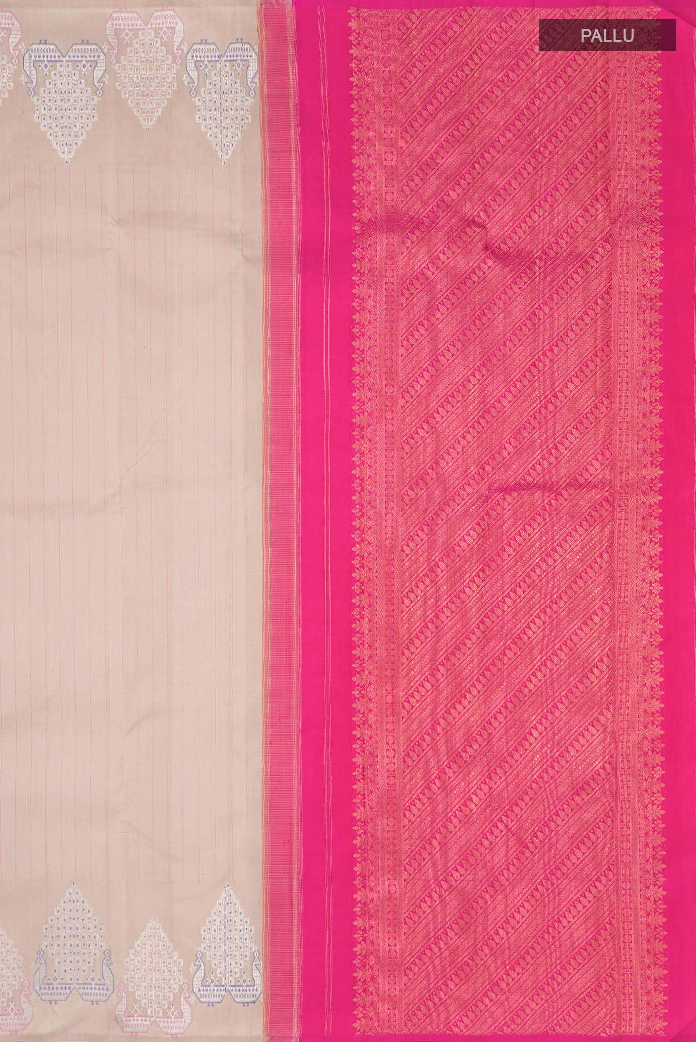 Beige Kanchipuram Silk Saree
