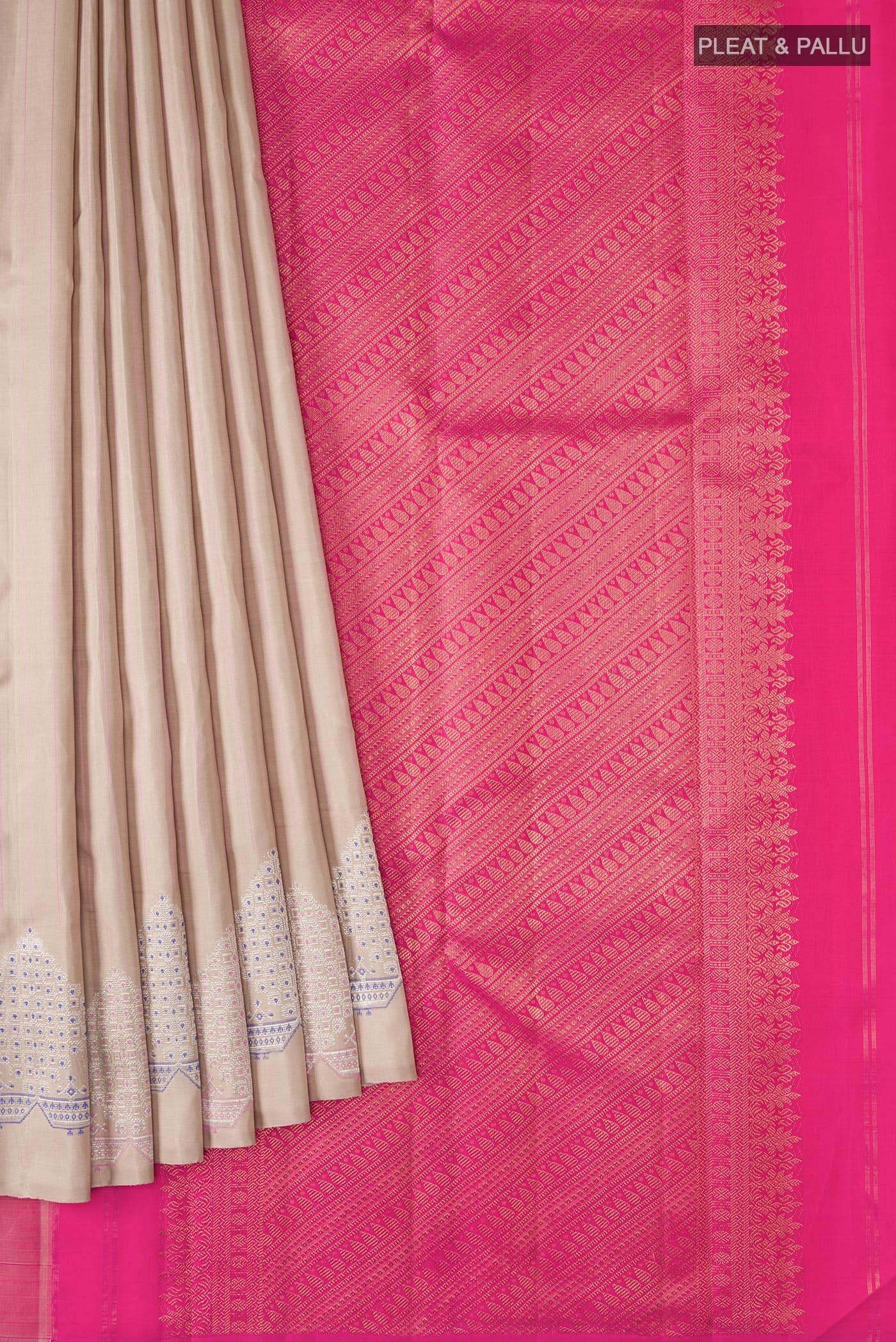 Beige Kanchipuram Silk Saree