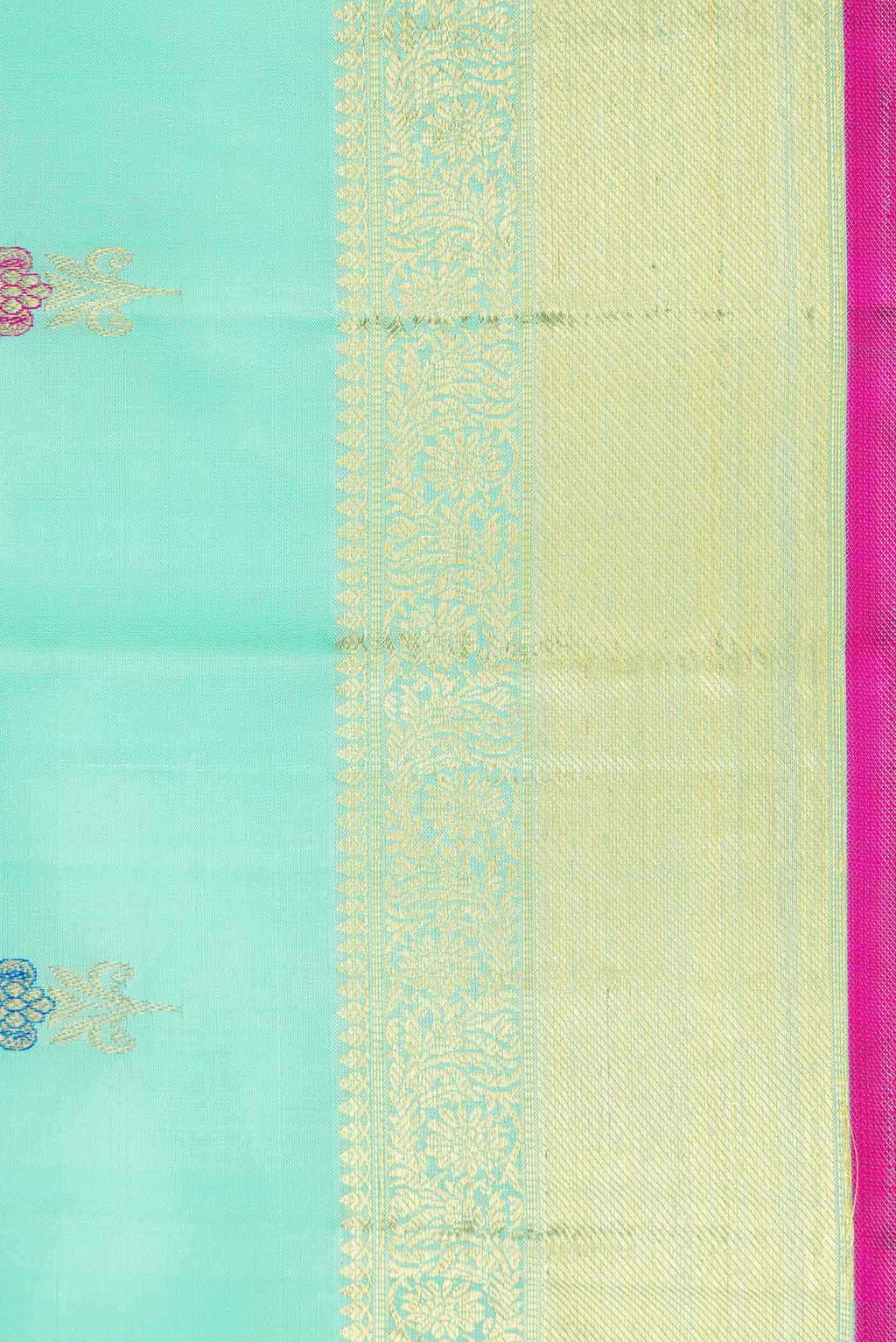 Pure Silk Pure Zari Sea Green Dual Tone Kanchipuram Saree