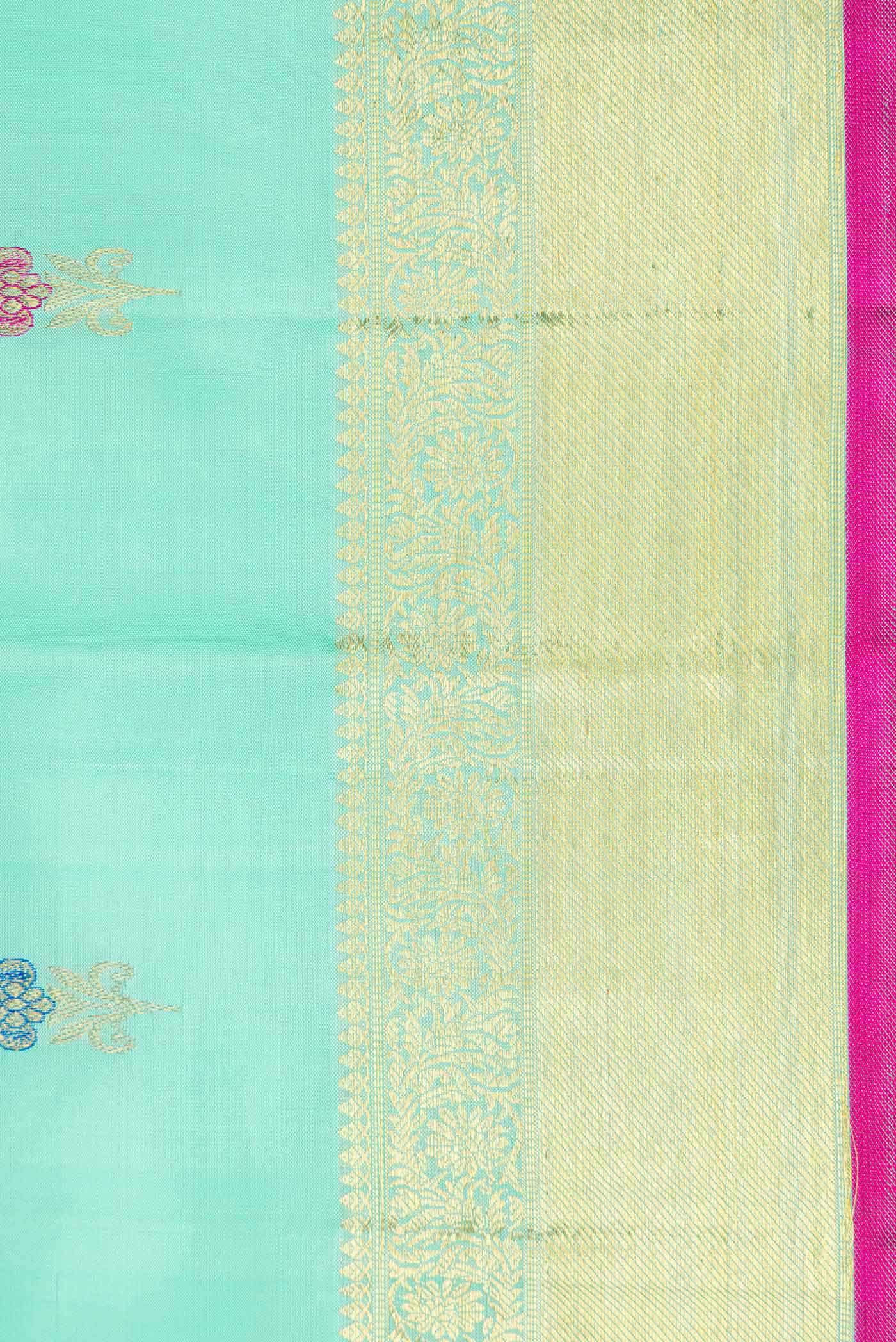 Pure Silk Pure Zari Sea Green Dual Tone Kanchipuram Saree