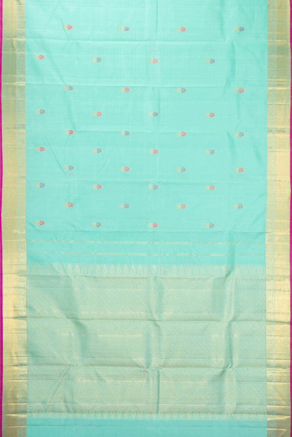 Pure Silk Pure Zari Sea Green Dual Tone Kanchipuram Saree