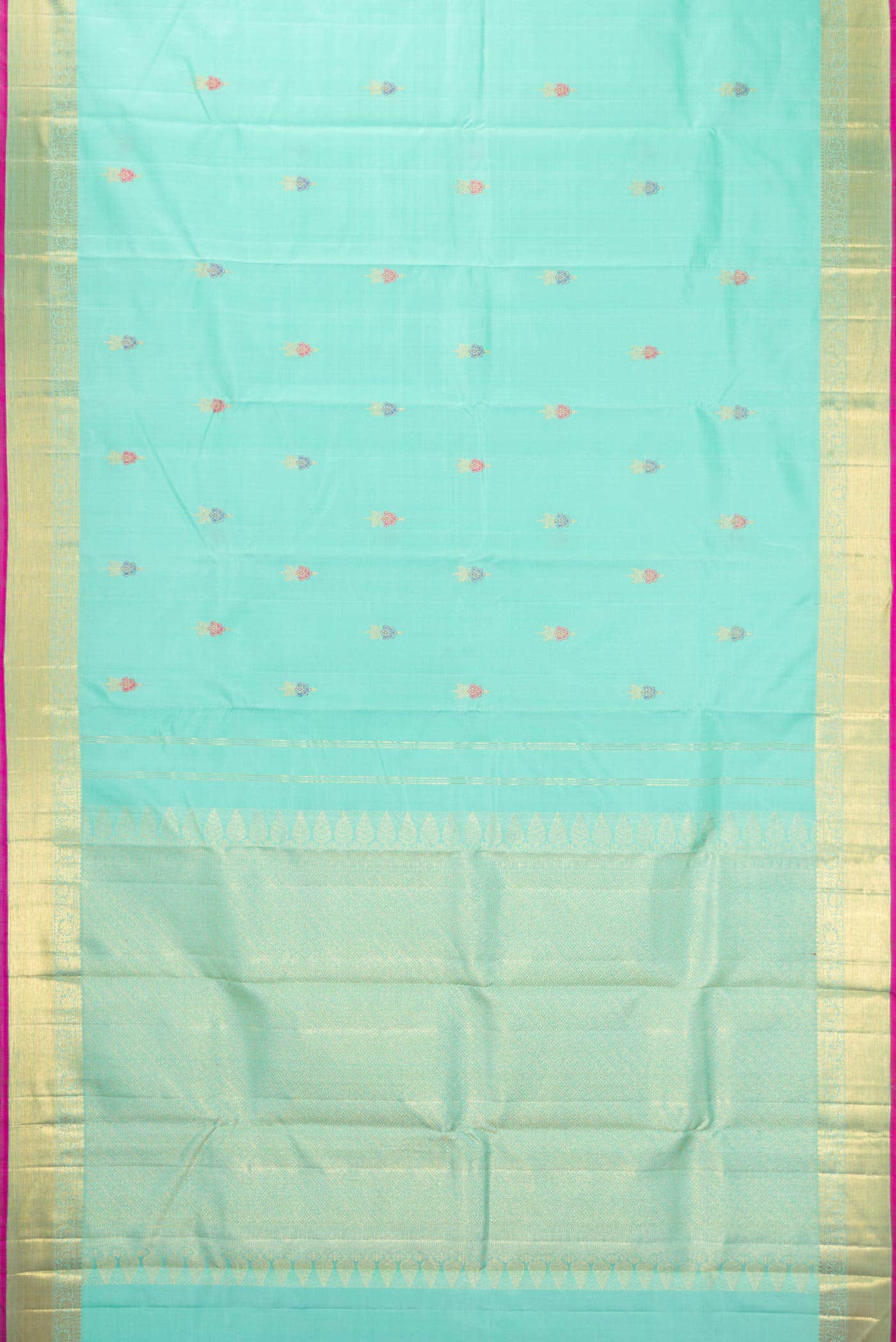 Pure Silk Pure Zari Sea Green Dual Tone Kanchipuram Saree