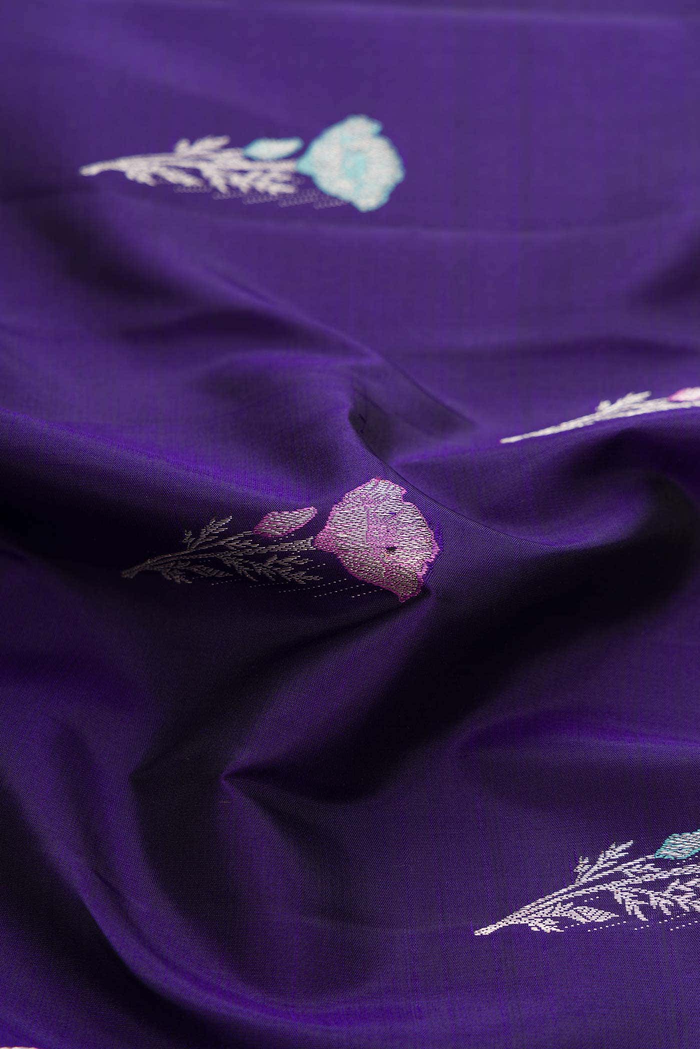 Pure Silk Pure Zari Navy Blue Dual Tone Kanchipuram Saree