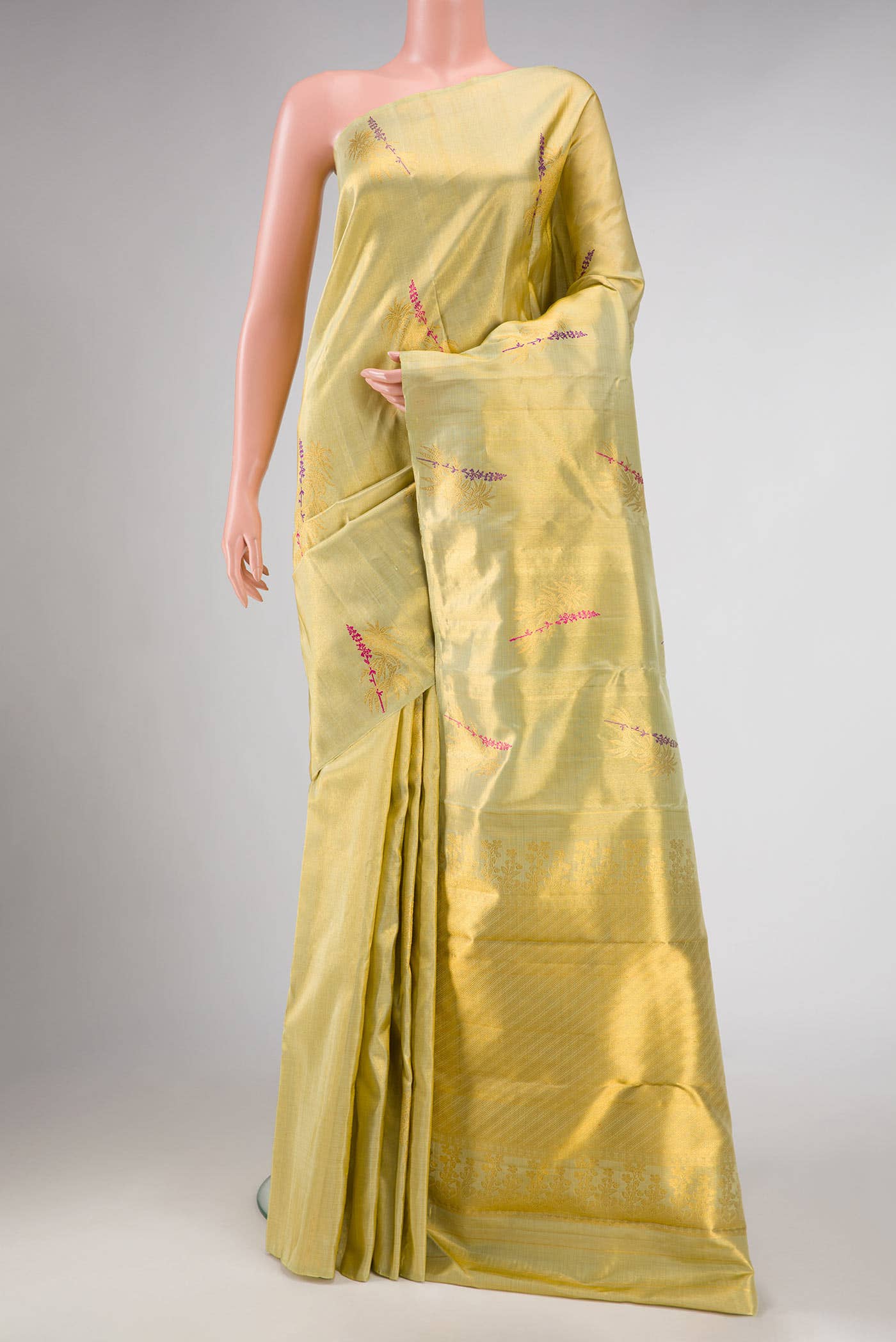 Gold Dual Tone Kanchipuram Tissue Silk Saree