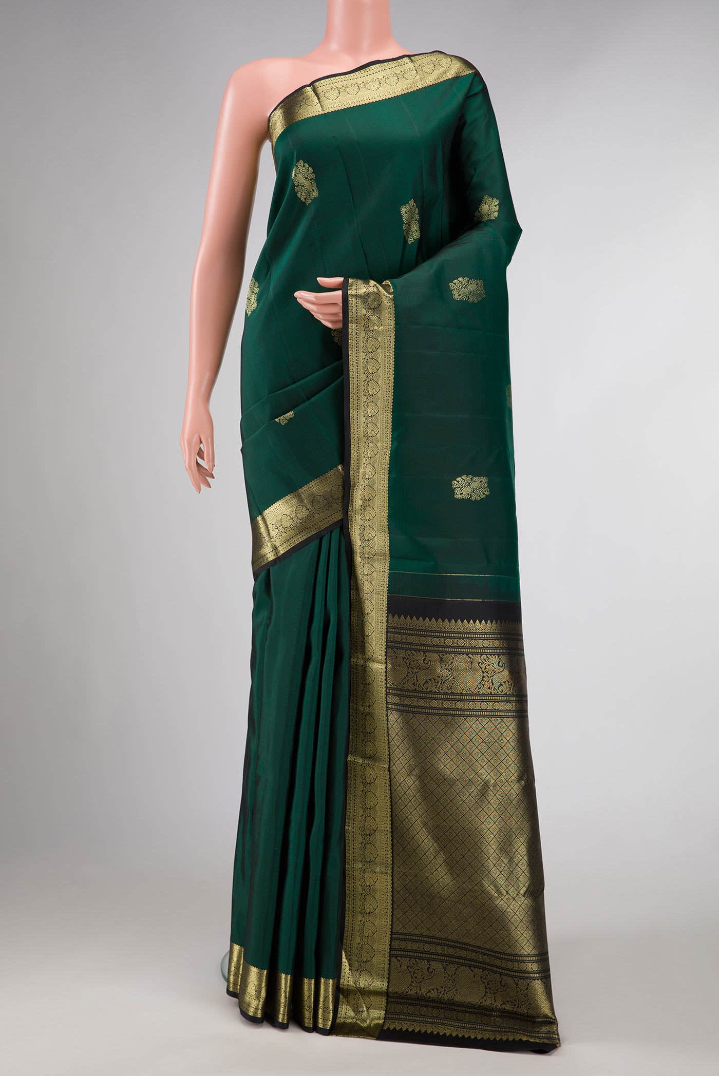 Green Dual Tone Kanchipuram Silk Saree