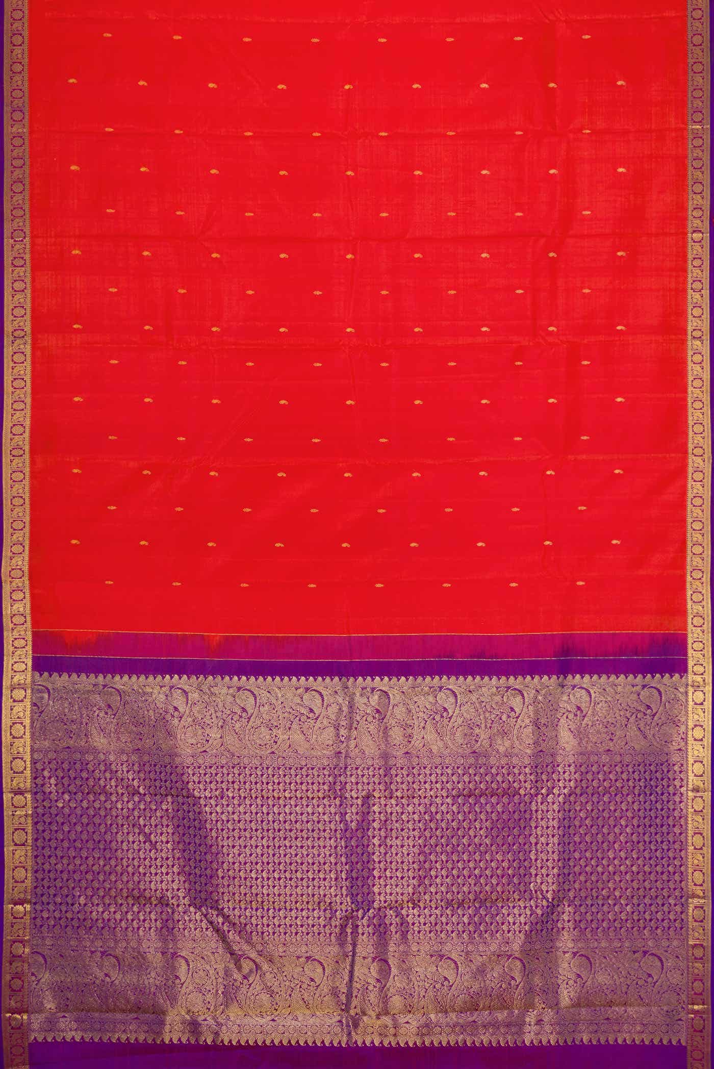 Brick Orange Dual Tone Kanchipuram Silk Saree