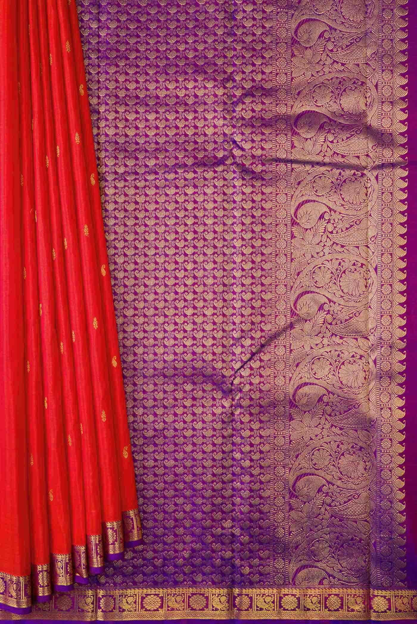 Brick Orange Dual Tone Kanchipuram Silk Saree