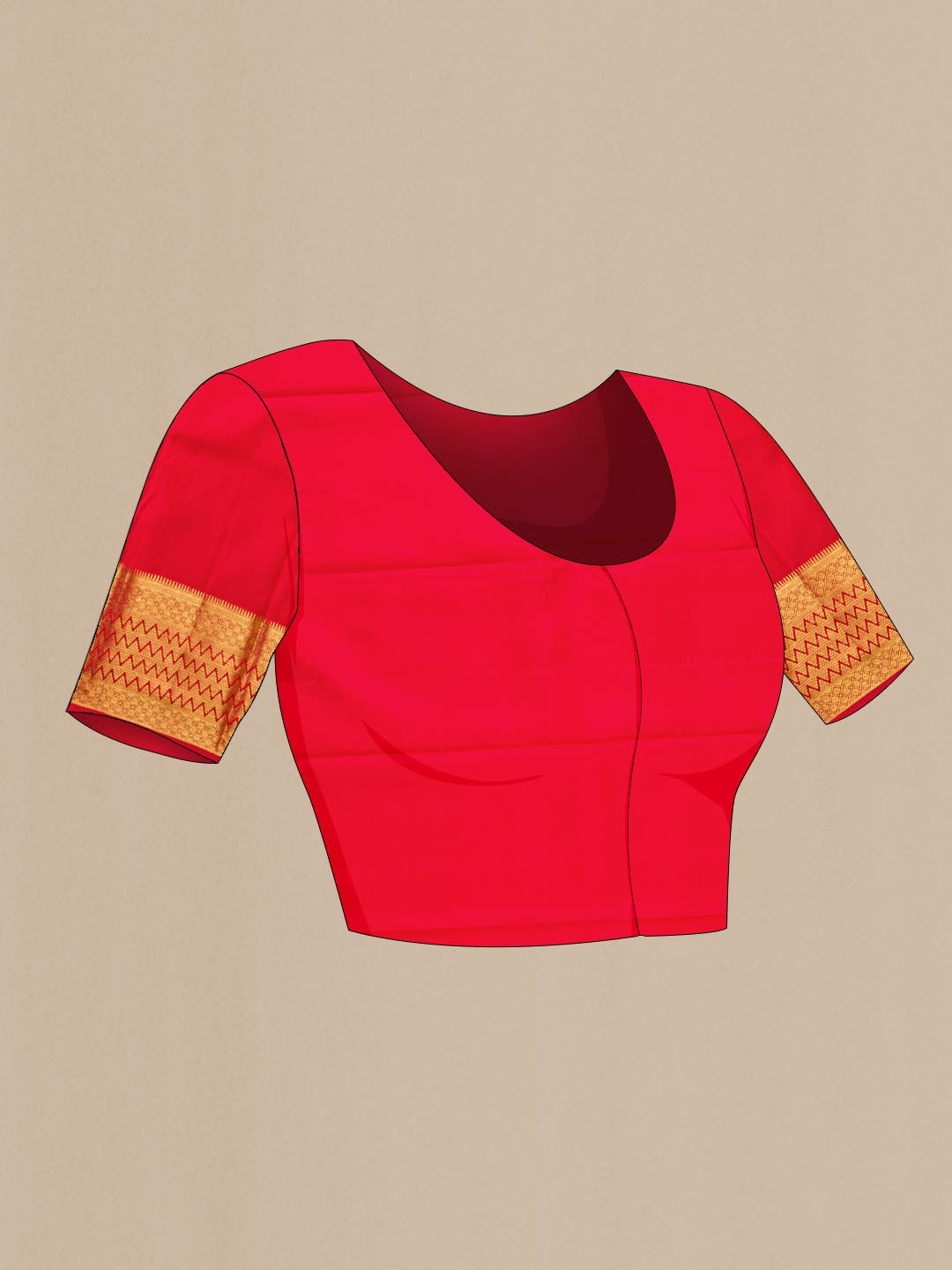 Red Dual Tone Kanchipuram Silk Saree