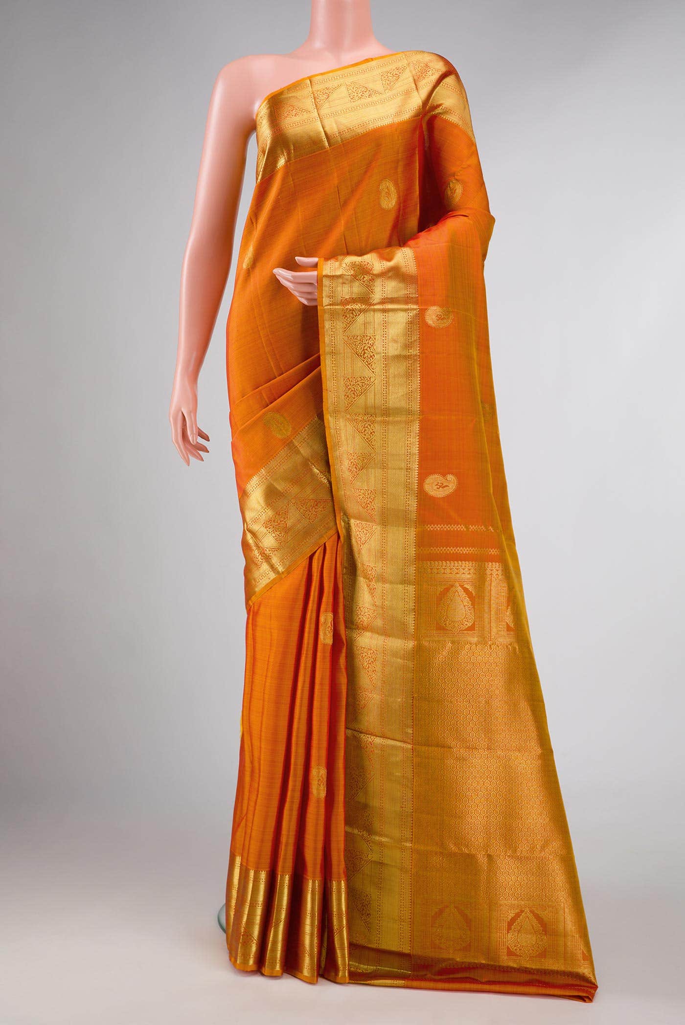 Mustard Dual Tone Kanchipuram Silk Saree