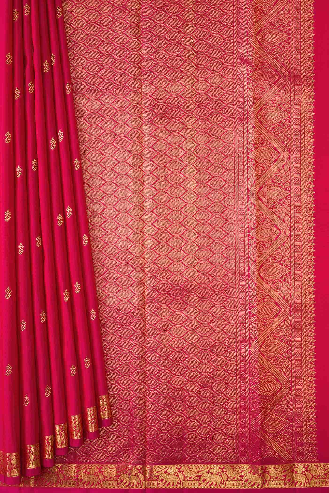 Dark Pink Dual Tone Kanchipuram Silk Saree