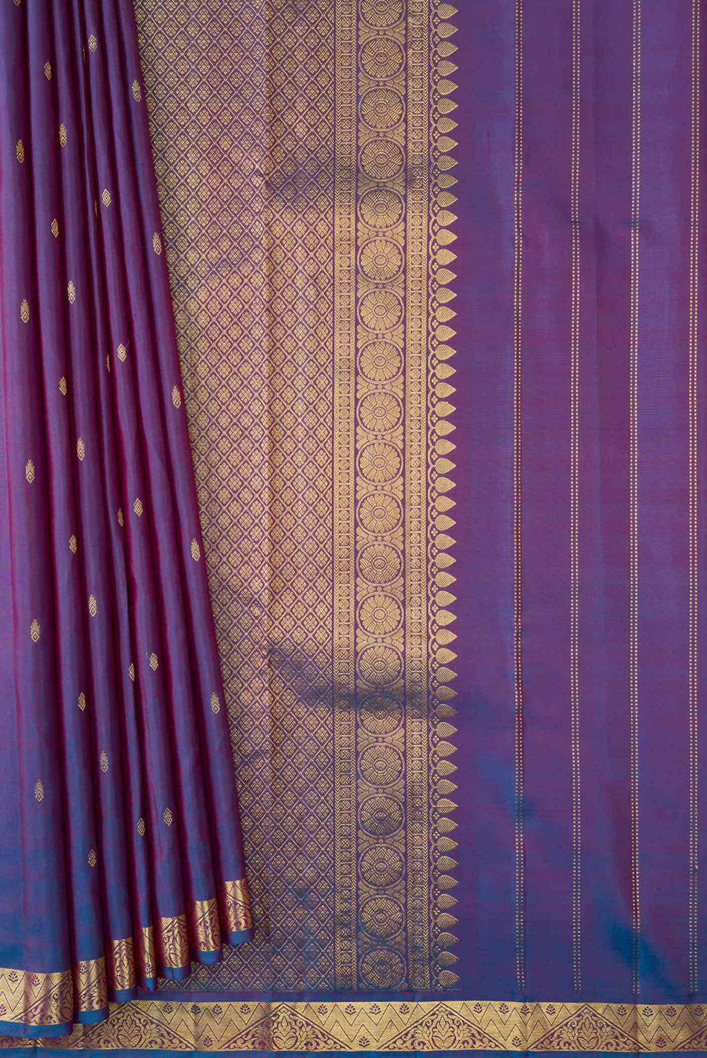 Peacock Blue Dual Tone Kanchipuram Silk Saree