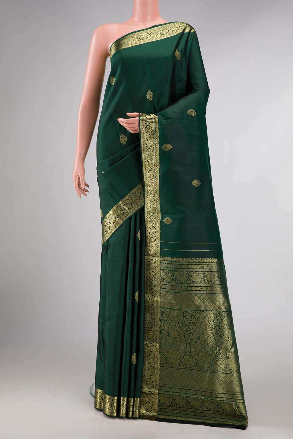 Bottle Green Dual Tone Kanchipuram Silk Saree