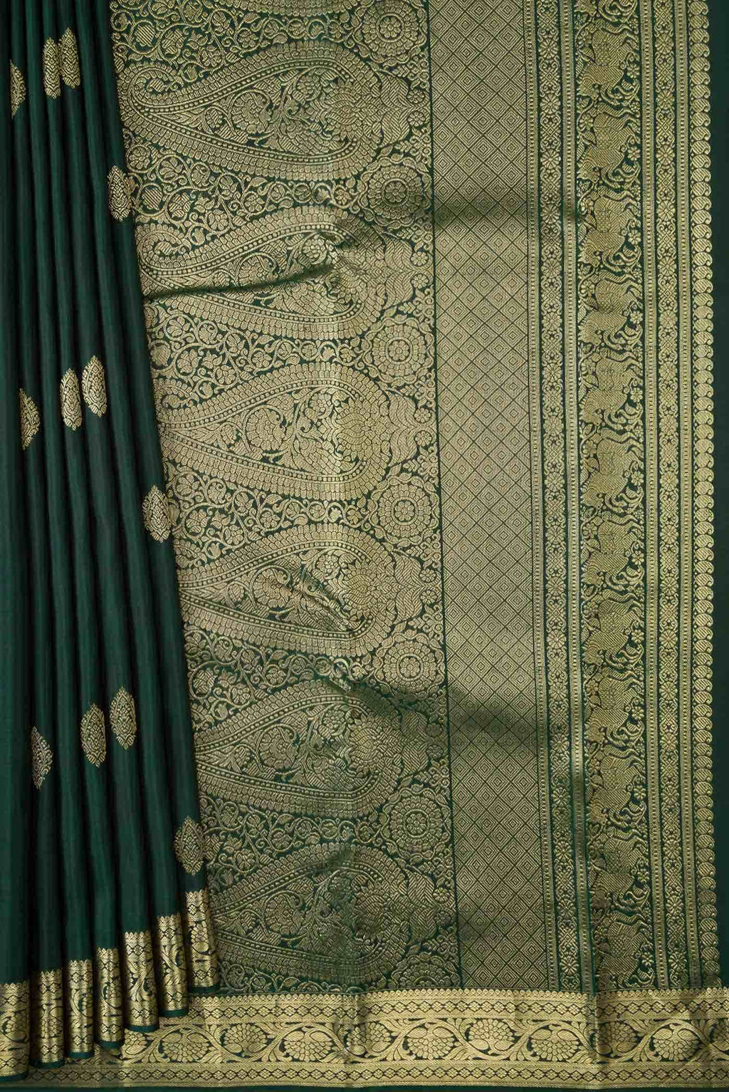 Bottle Green Dual Tone Kanchipuram Silk Saree