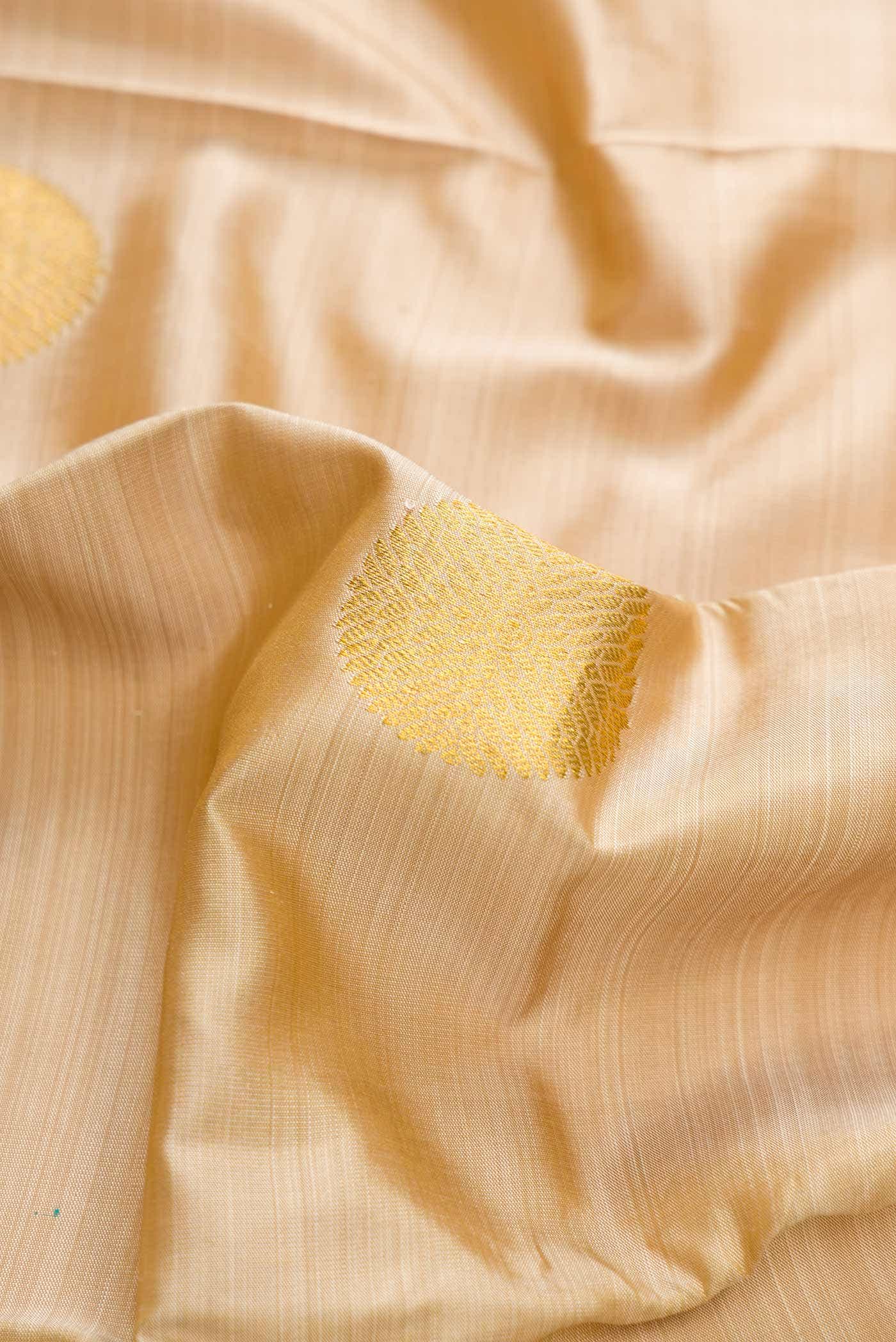 Pure Silk Pure Zari Beige Dual Tone Kanchipuram Saree