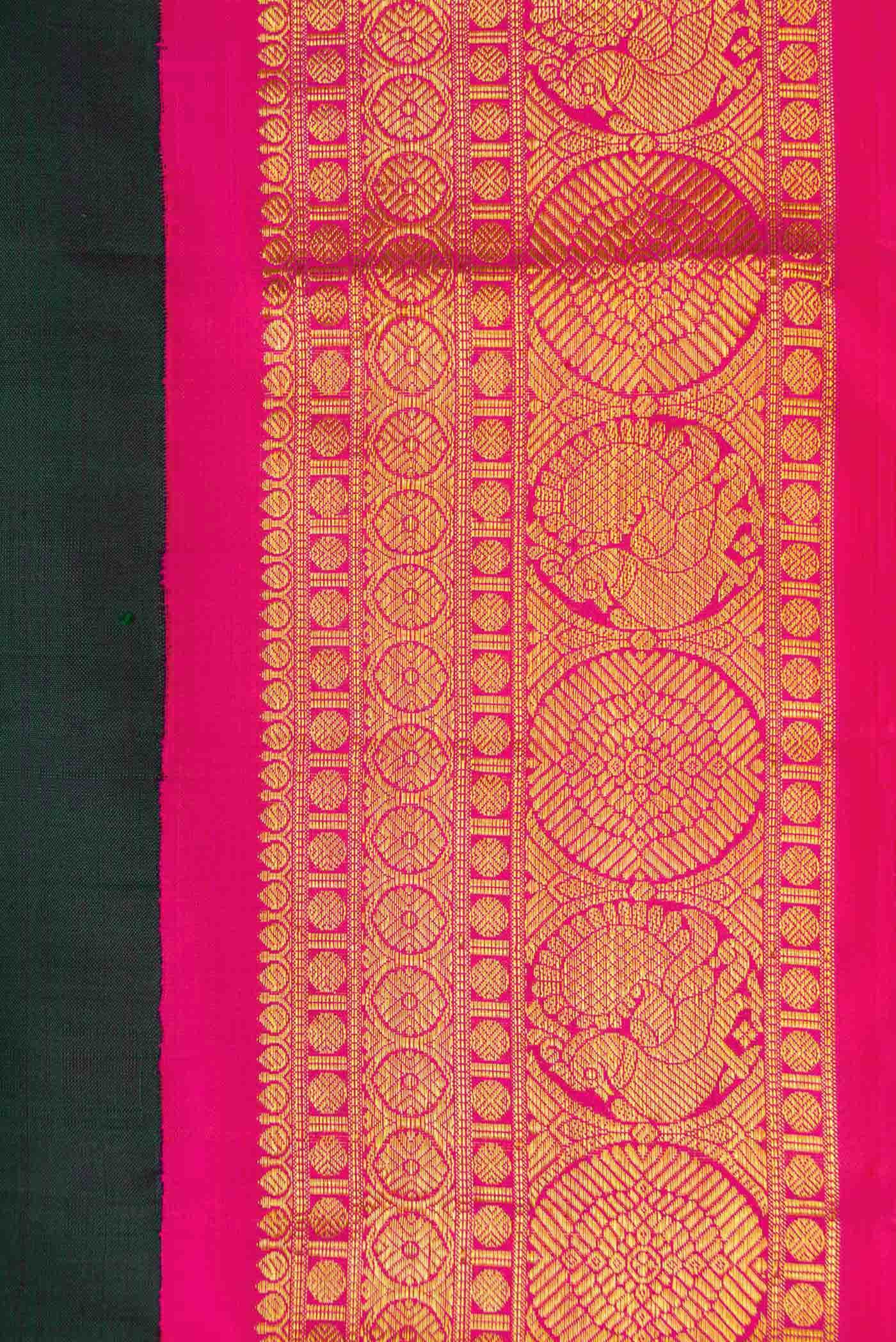 Pure Silk Pure Zari Bottle Green Dual Tone Kanchipuram Saree