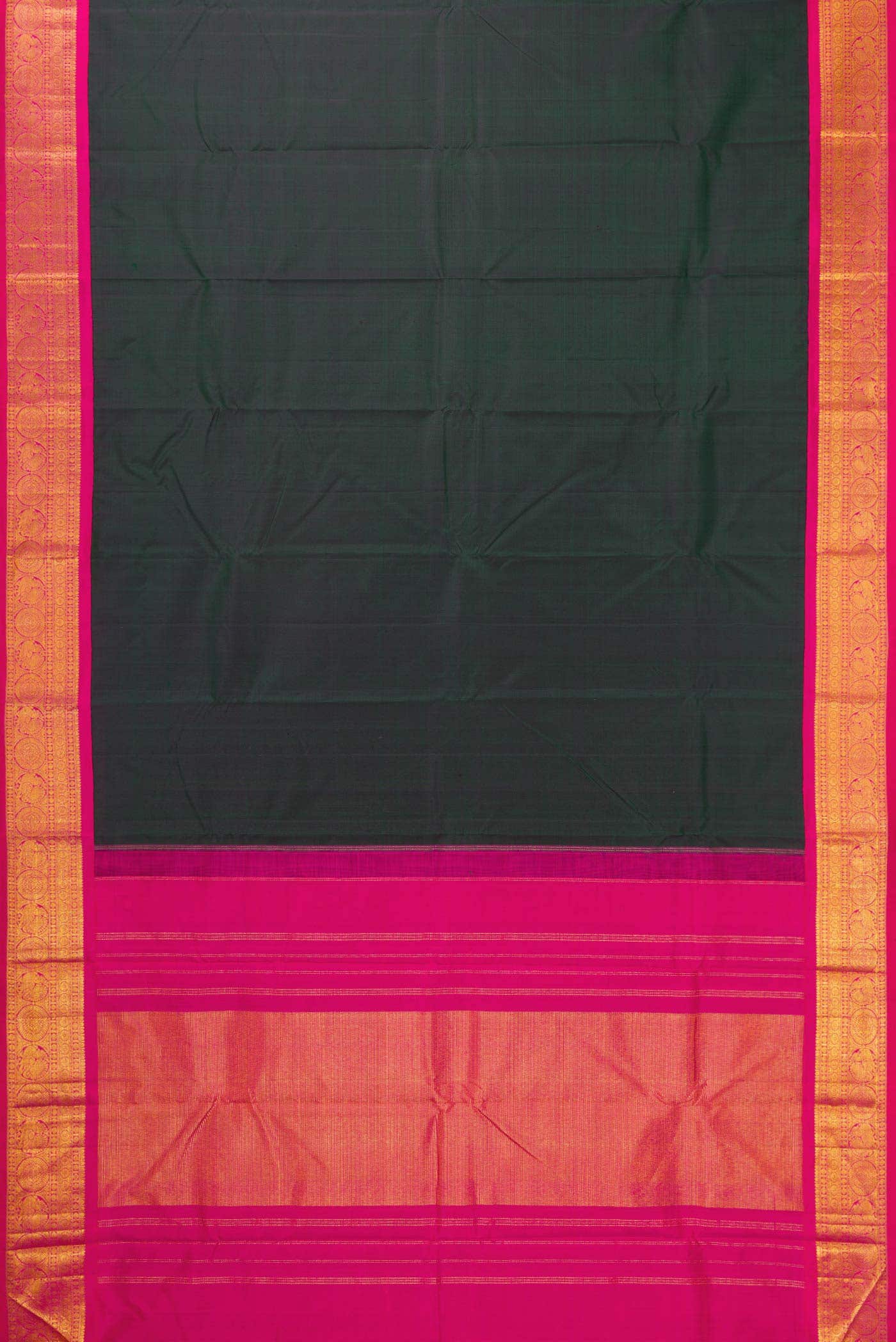 Pure Silk Pure Zari Bottle Green Dual Tone Kanchipuram Saree