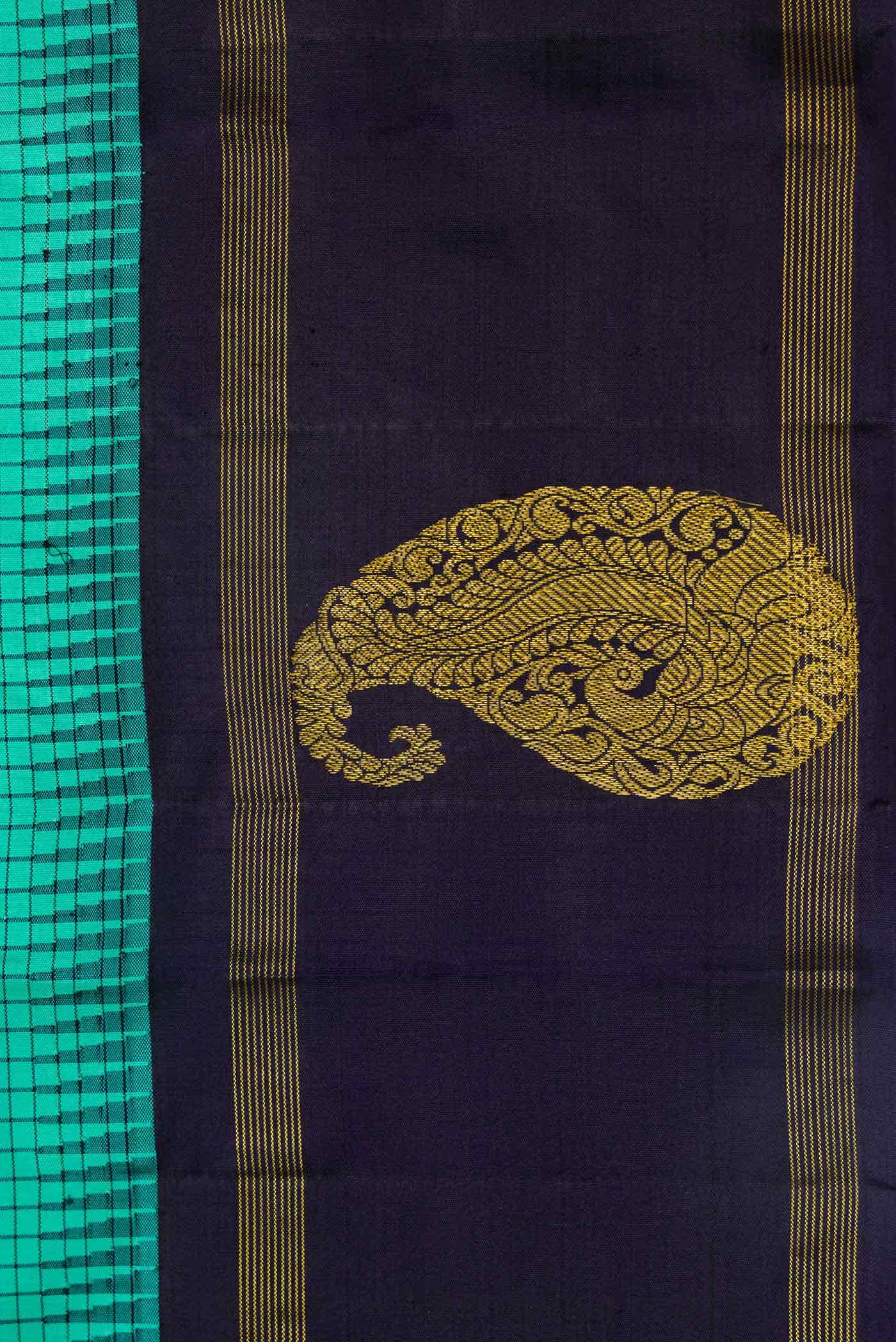 Pure Silk Pure Zari Green Dual Tone Kanchipuram Saree