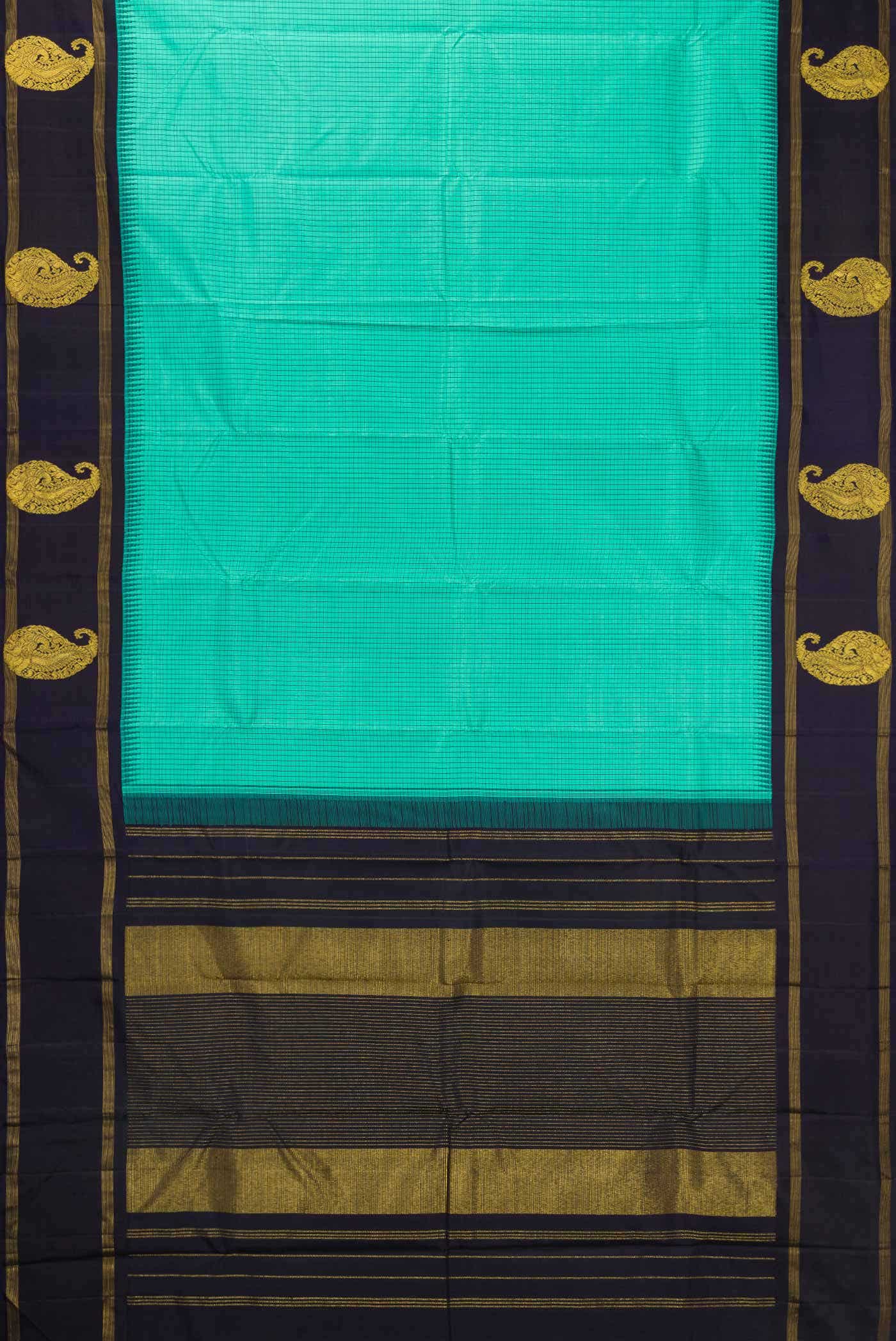 Pure Silk Pure Zari Green Dual Tone Kanchipuram Saree