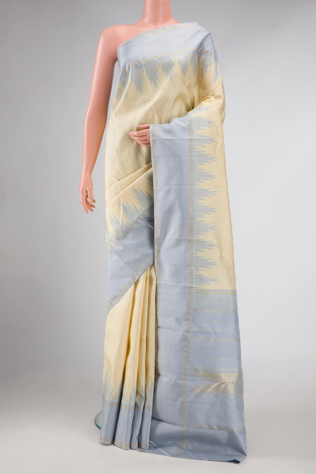 Pure Silk Pure Zari Sandal Dual Tone Kanchipuram Saree