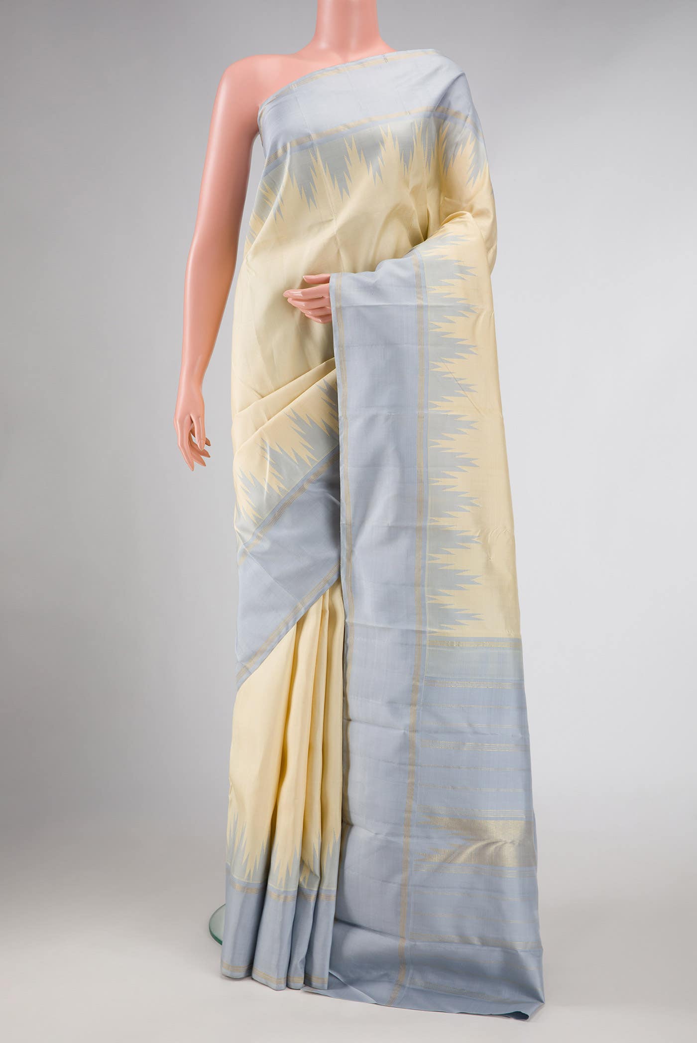 Pure Silk Pure Zari Sandal Dual Tone Kanchipuram Saree