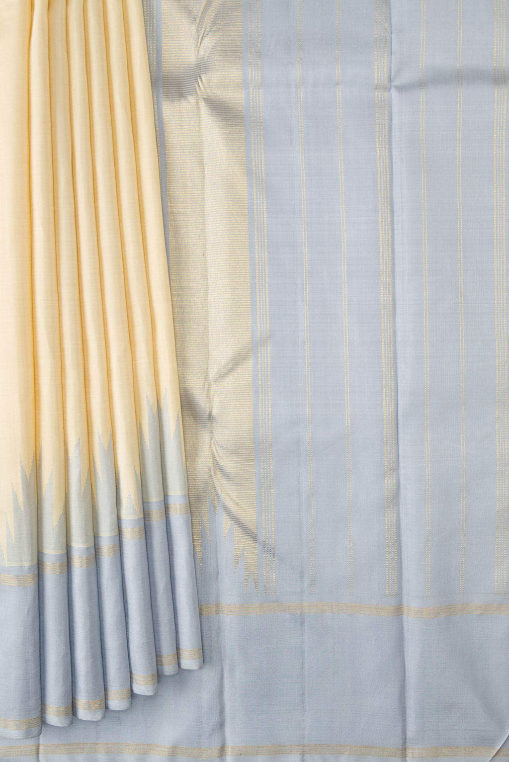 Pure Silk Pure Zari Sandal Dual Tone Kanchipuram Saree