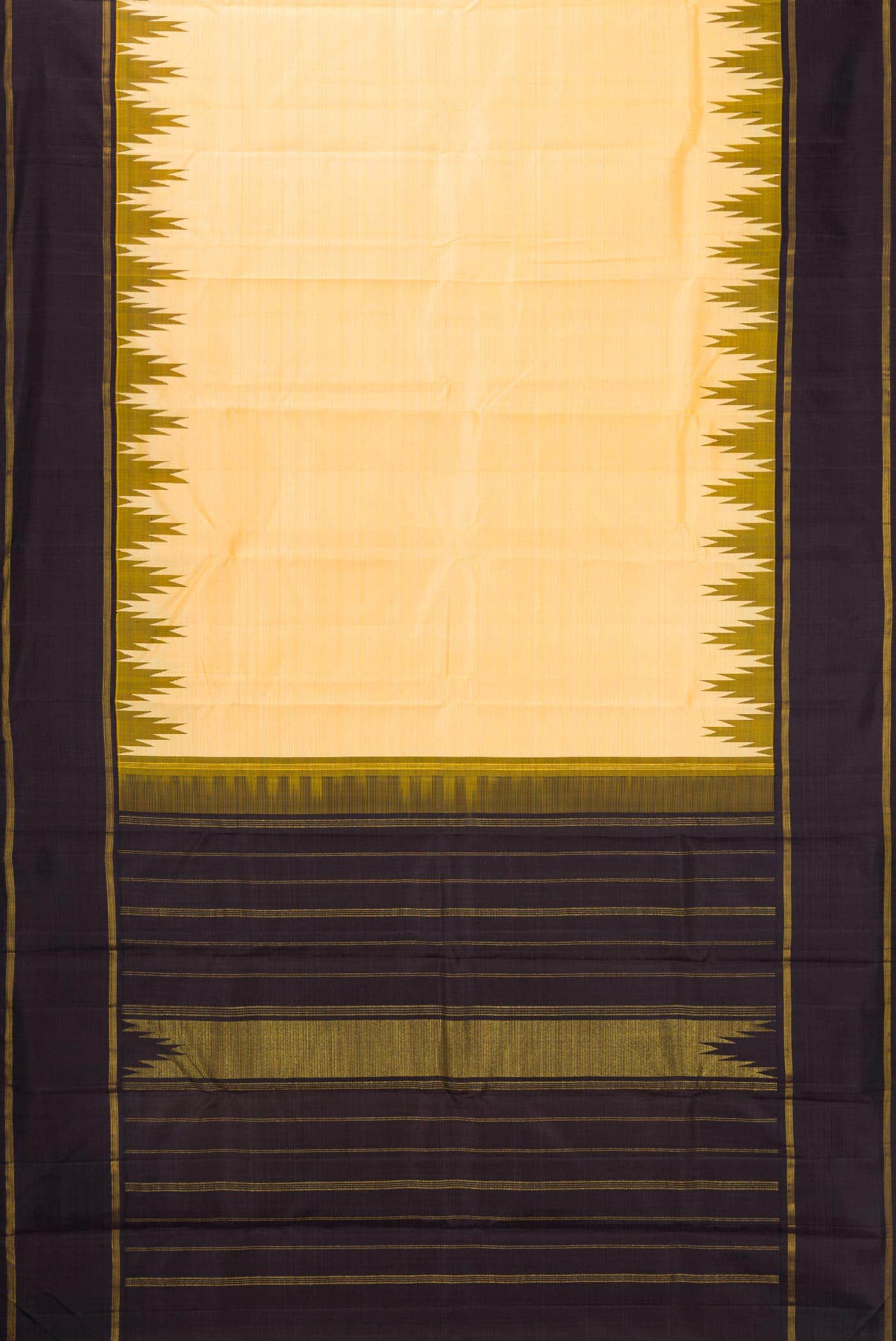 Pure Silk Pure Zari Sandal Dual Tone Kanchipuram Saree